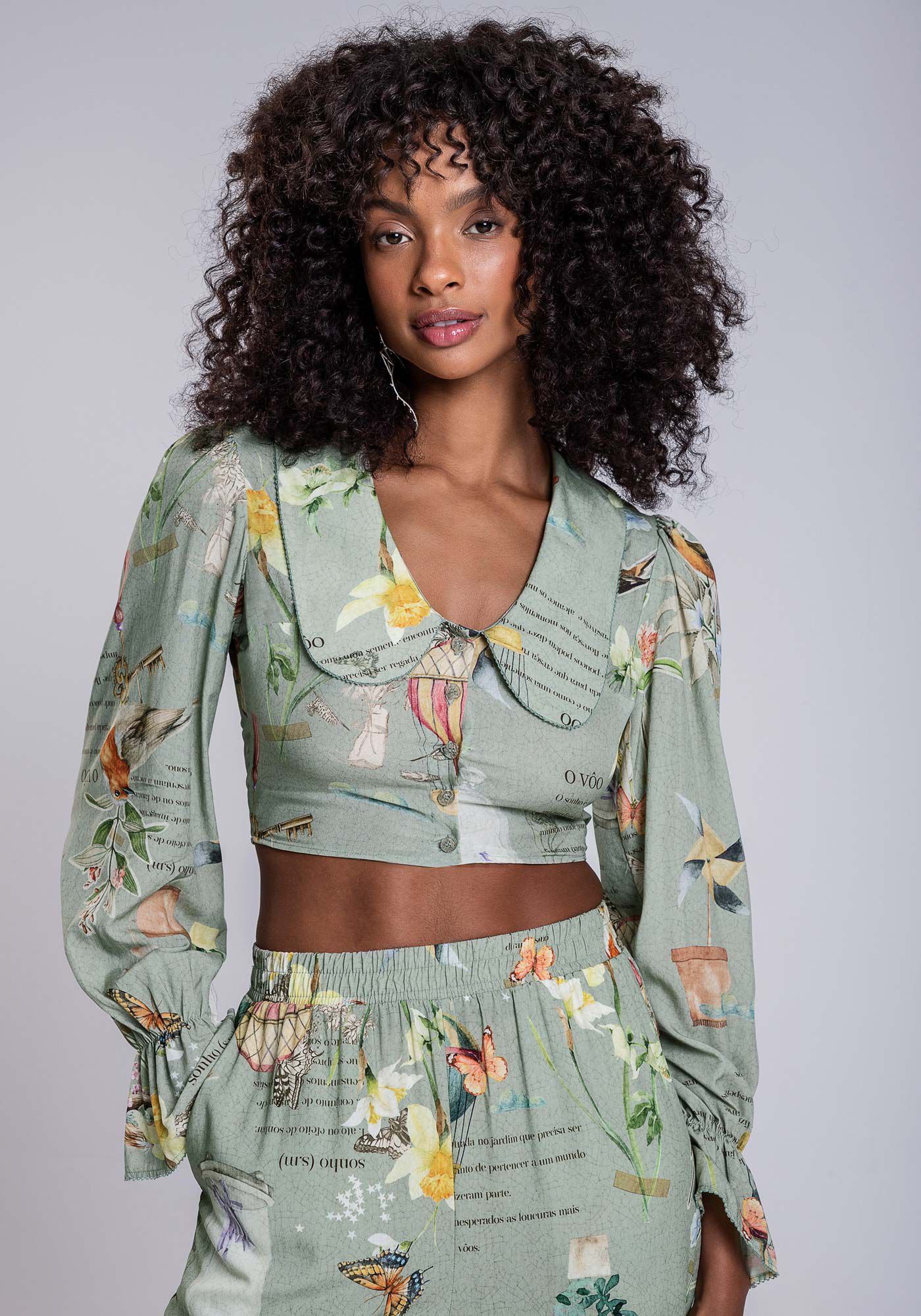 Blusa Manga Longa em Viscose com Gola, , large.