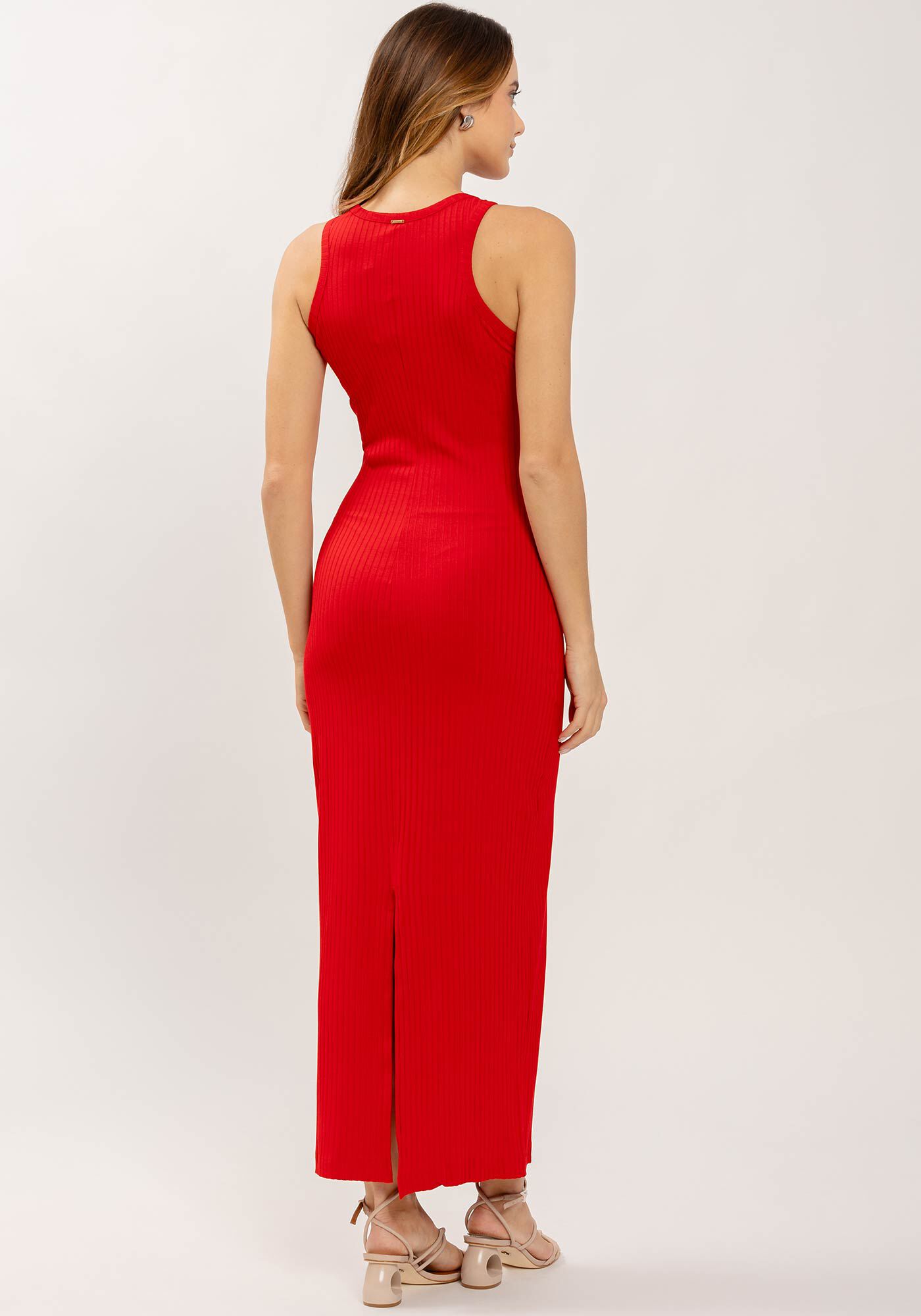 Vestido Midi Canelado Halter Neck, , large.