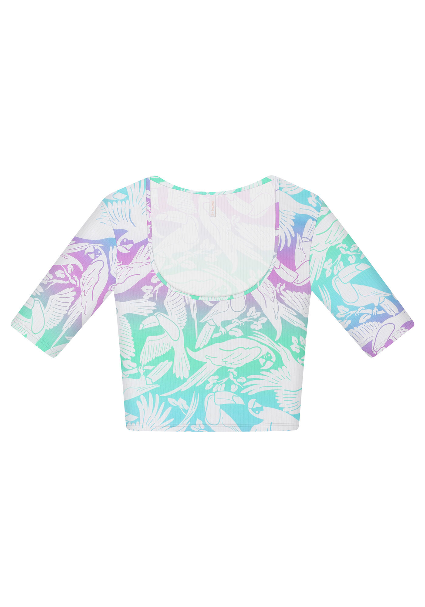 Blusa Cropped Decote U Estampa, , large.