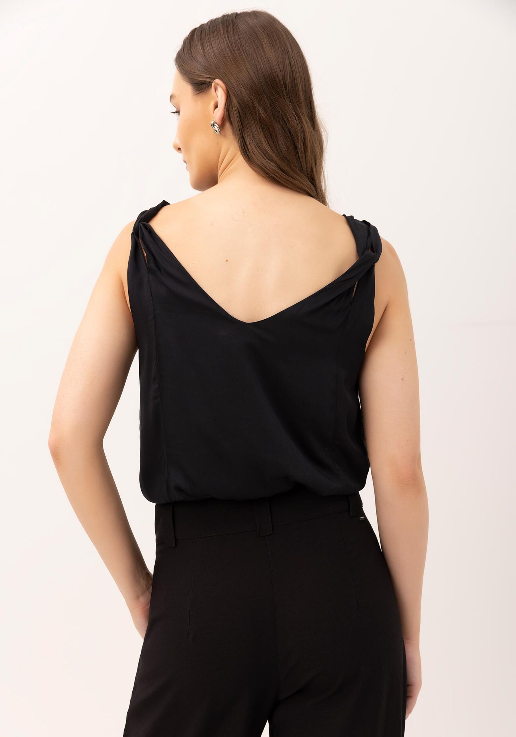 Blusa Decote V com Amarração Alças, . Blusa Decote V com Amarração Alças, , large.