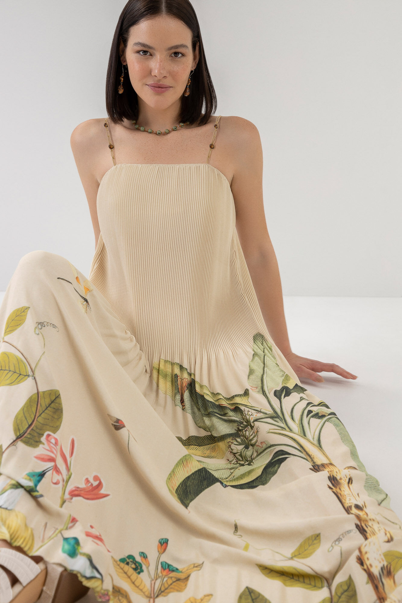 Vestido Midi Estampado Plissado Lez a Lez