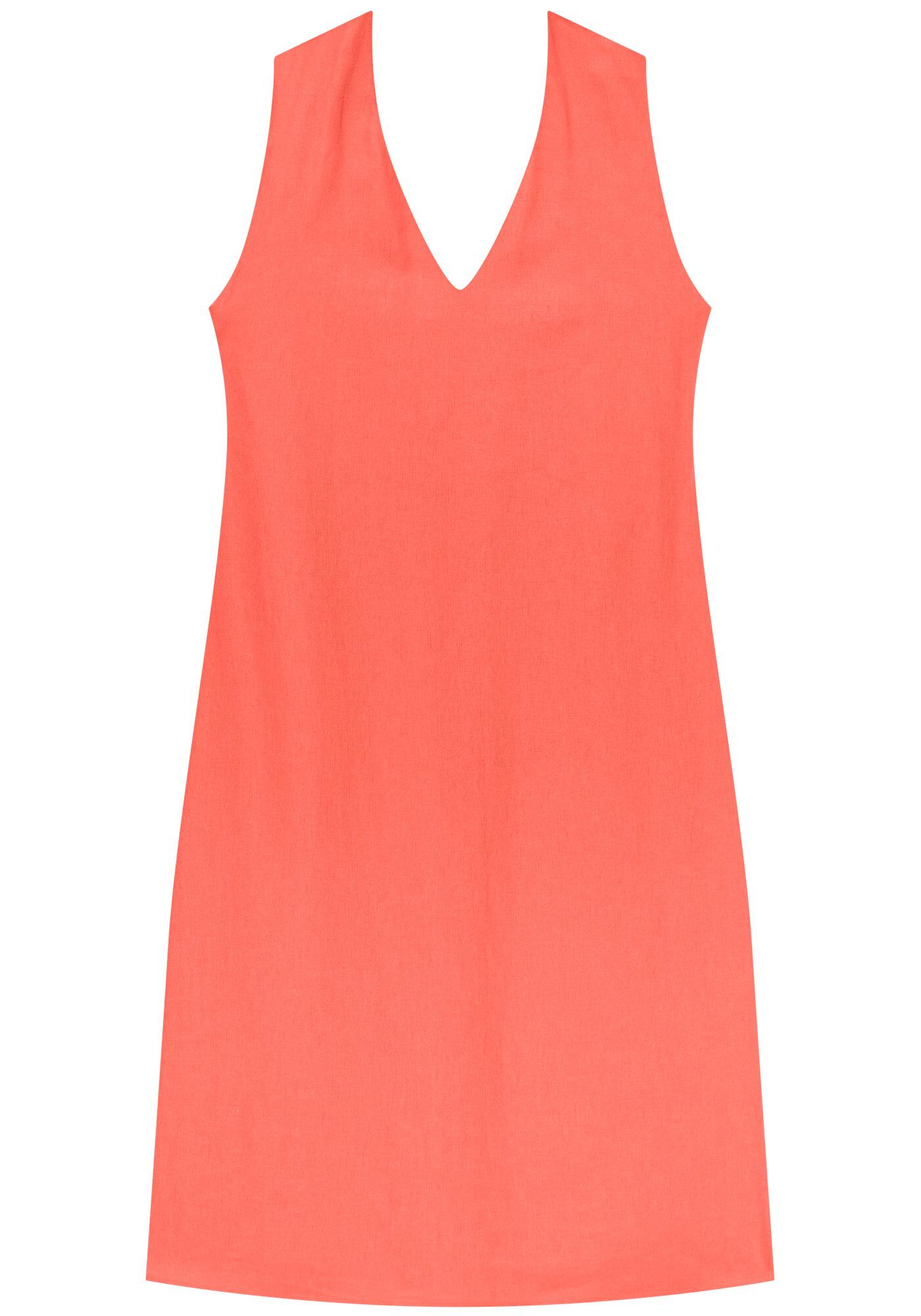 Vestido Midi Com Decote V Em Linho E Viscose, , large.