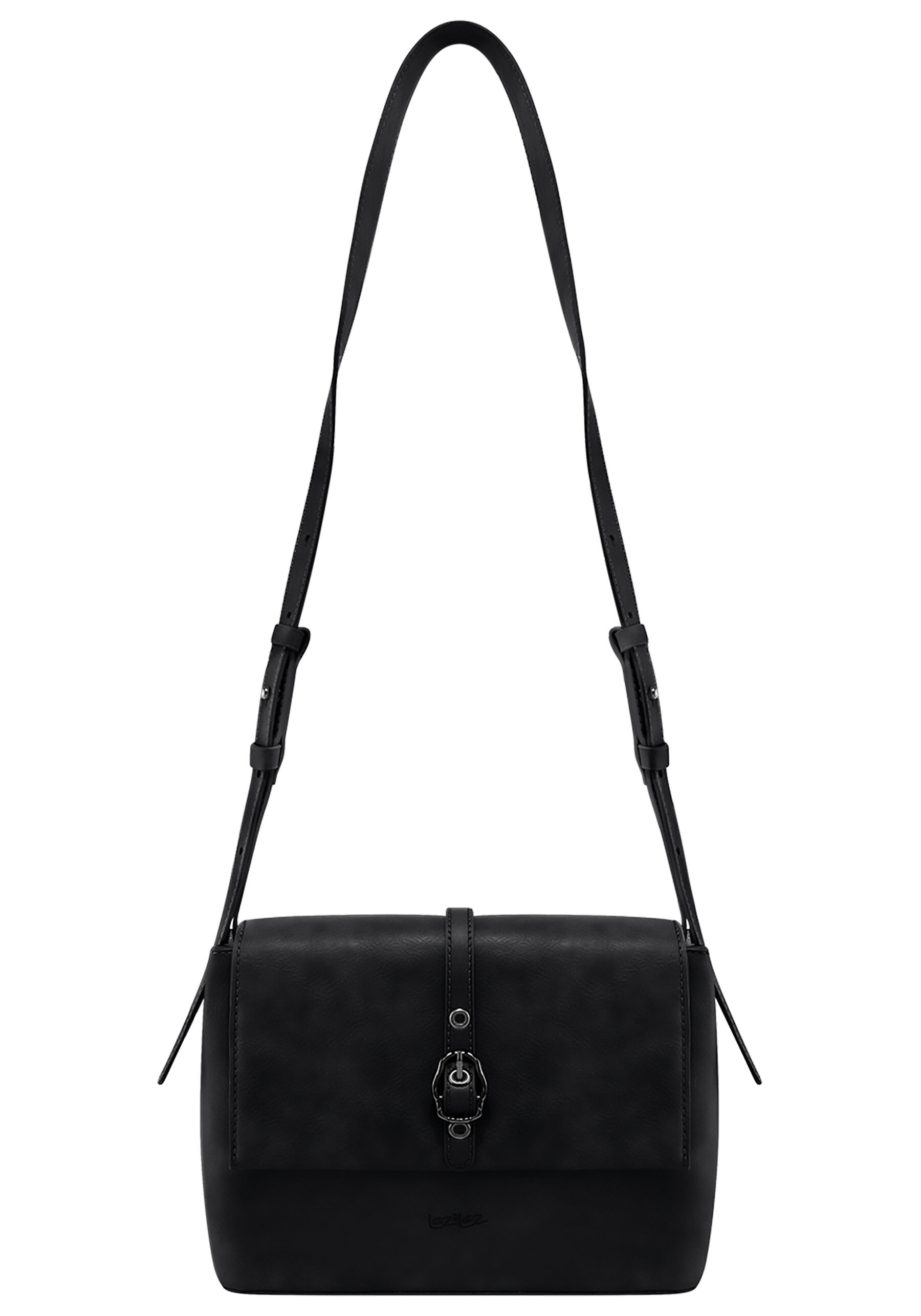 Bolsa Tiracolo Média com Fivela, PRETO REATIVO. Bolsa Tiracolo Média com Fivela, PRETO REATIVO, large.