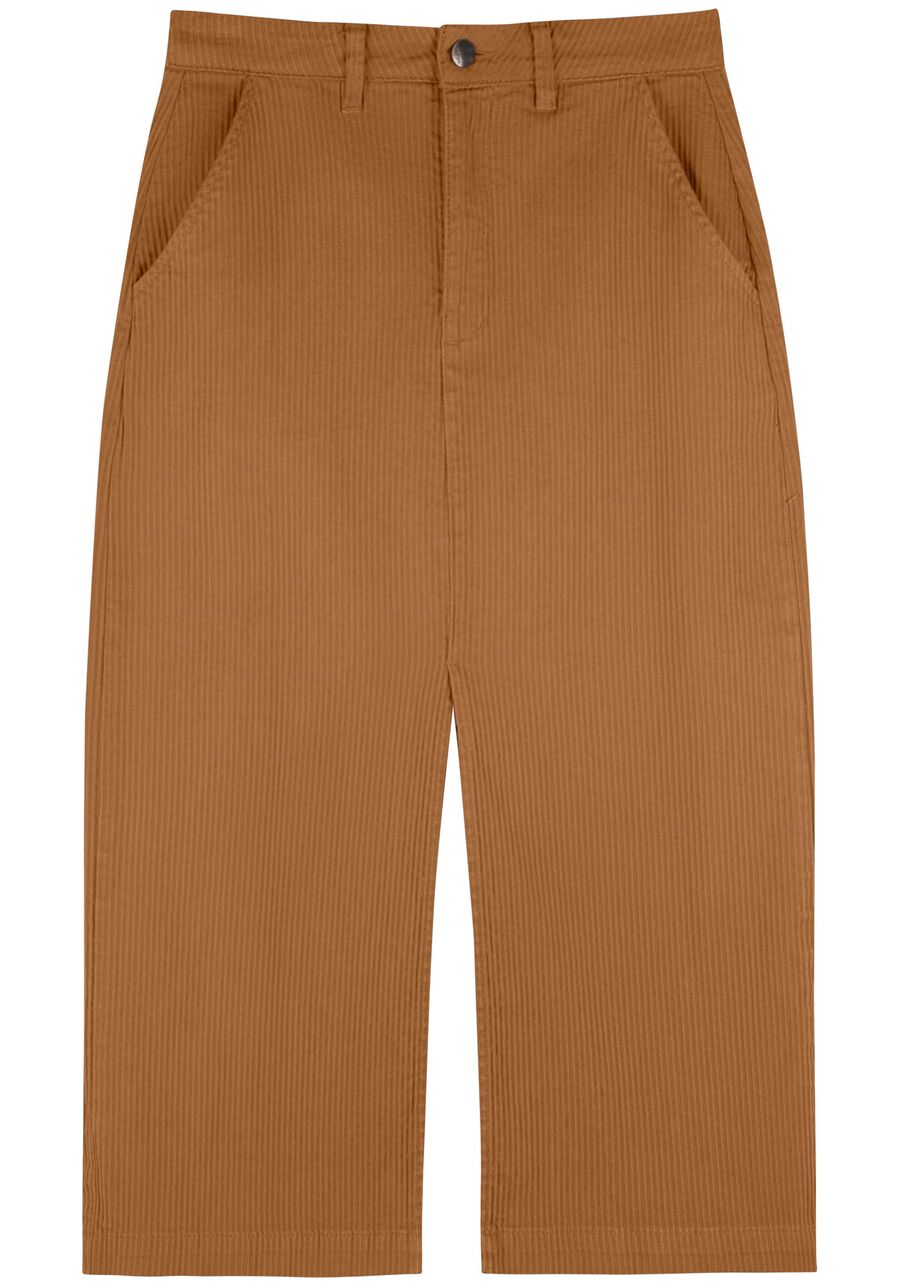 Saia Midi Cotelê Com Fenda Frontal Em Sarja, MARROM ESPERADO. Saia Midi Cotelê Com Fenda Frontal Em Sarja, MARROM ESPERADO, large.