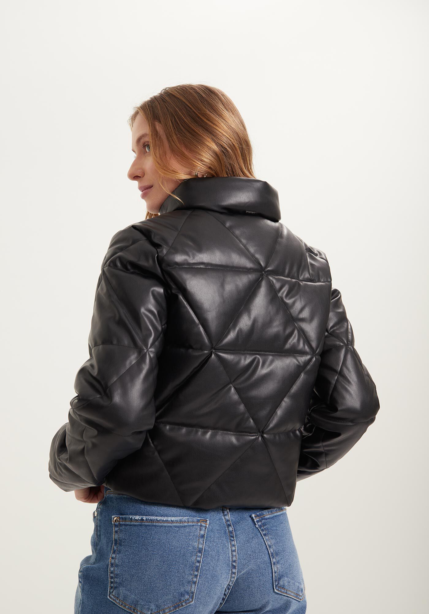 Jaqueta Puffer Com Gola Alta E Bolsos, , large.