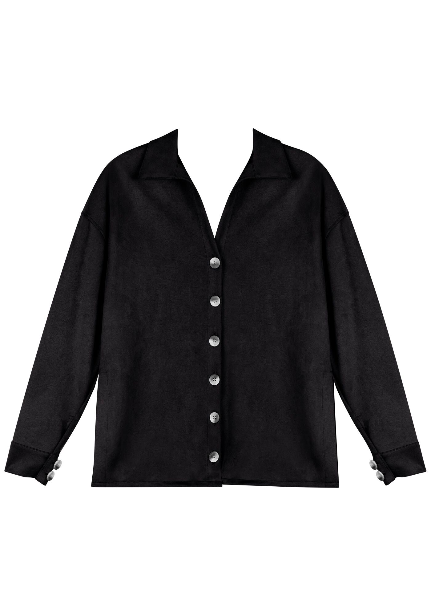 Casaco Boyfriend Em Malha Suede Com Bot&otilde;es Frontais, , large.