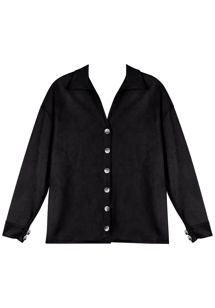 Casaco Boyfriend Em Malha Suede Com Botões Frontais, . Casaco Boyfriend Em Malha Suede Com Botões Frontais, , large.