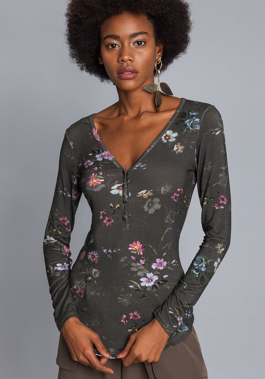 Blusa manga longa em malha, . Blusa manga longa em malha, , large.