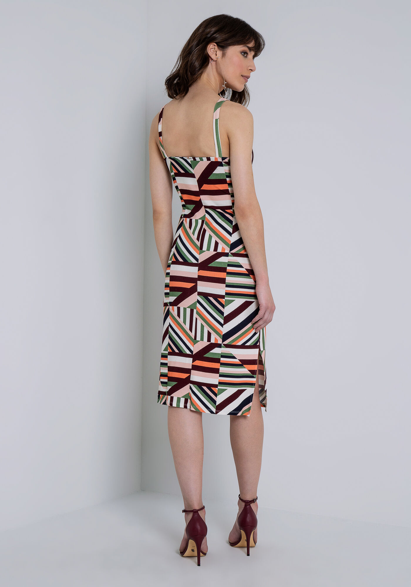 Vestido com Al&ccedil;as Midi Canelado Estampado, PIPA, large.