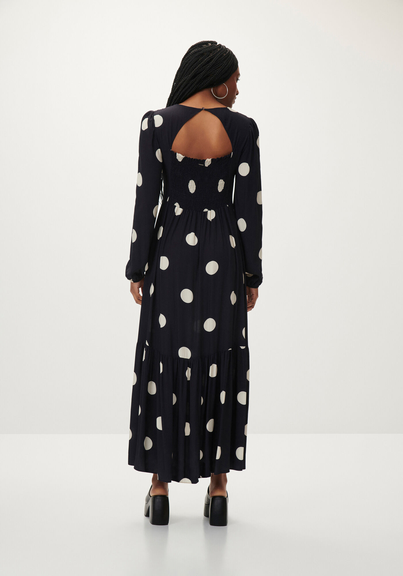 Vestido Manga Longa Estampado com Detalhe Busto, , large.