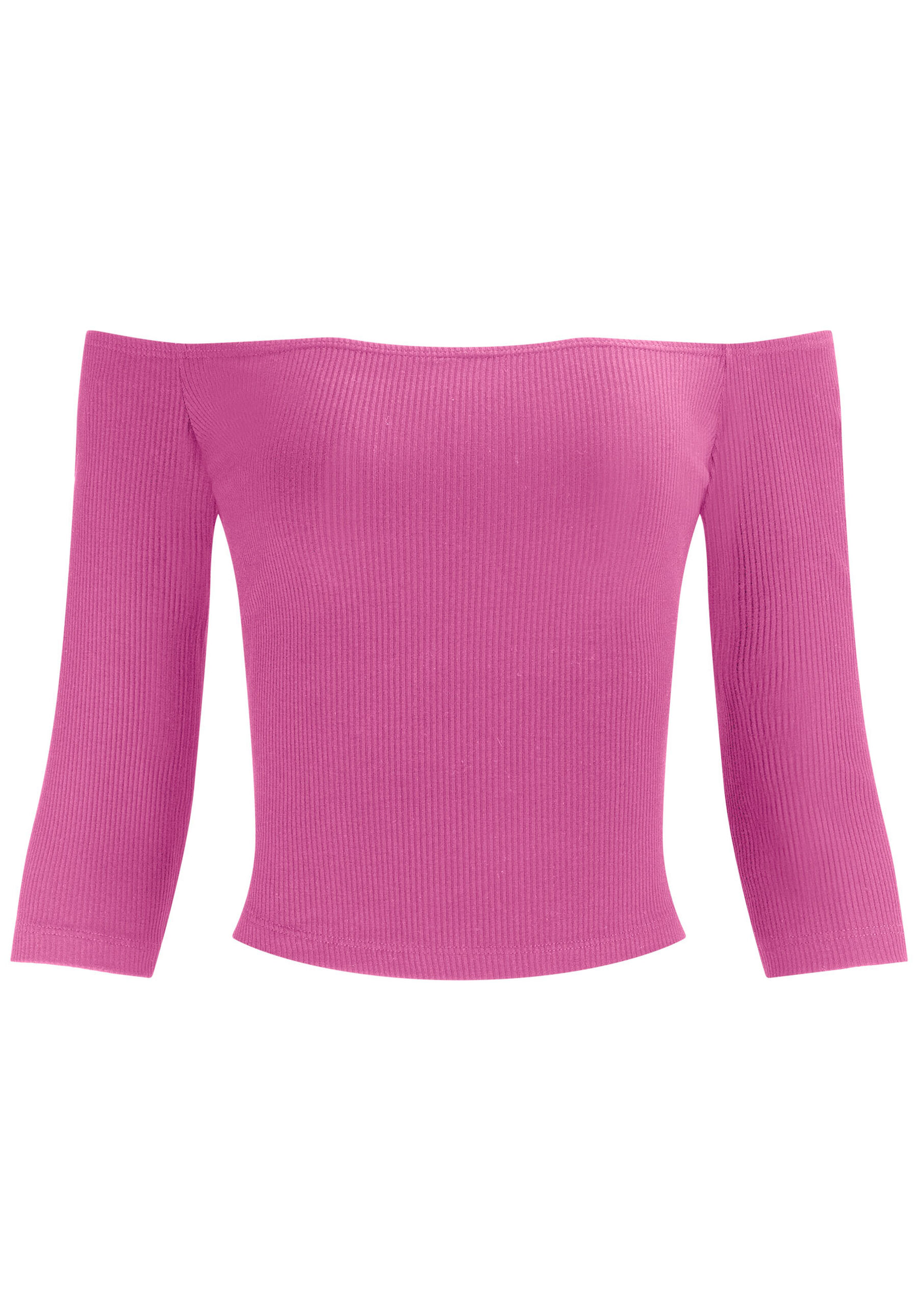 Blusa Ombro a Ombro Canelada com Manga 3/4, . Blusa Ombro a Ombro Canelada com Manga 3/4, , large.