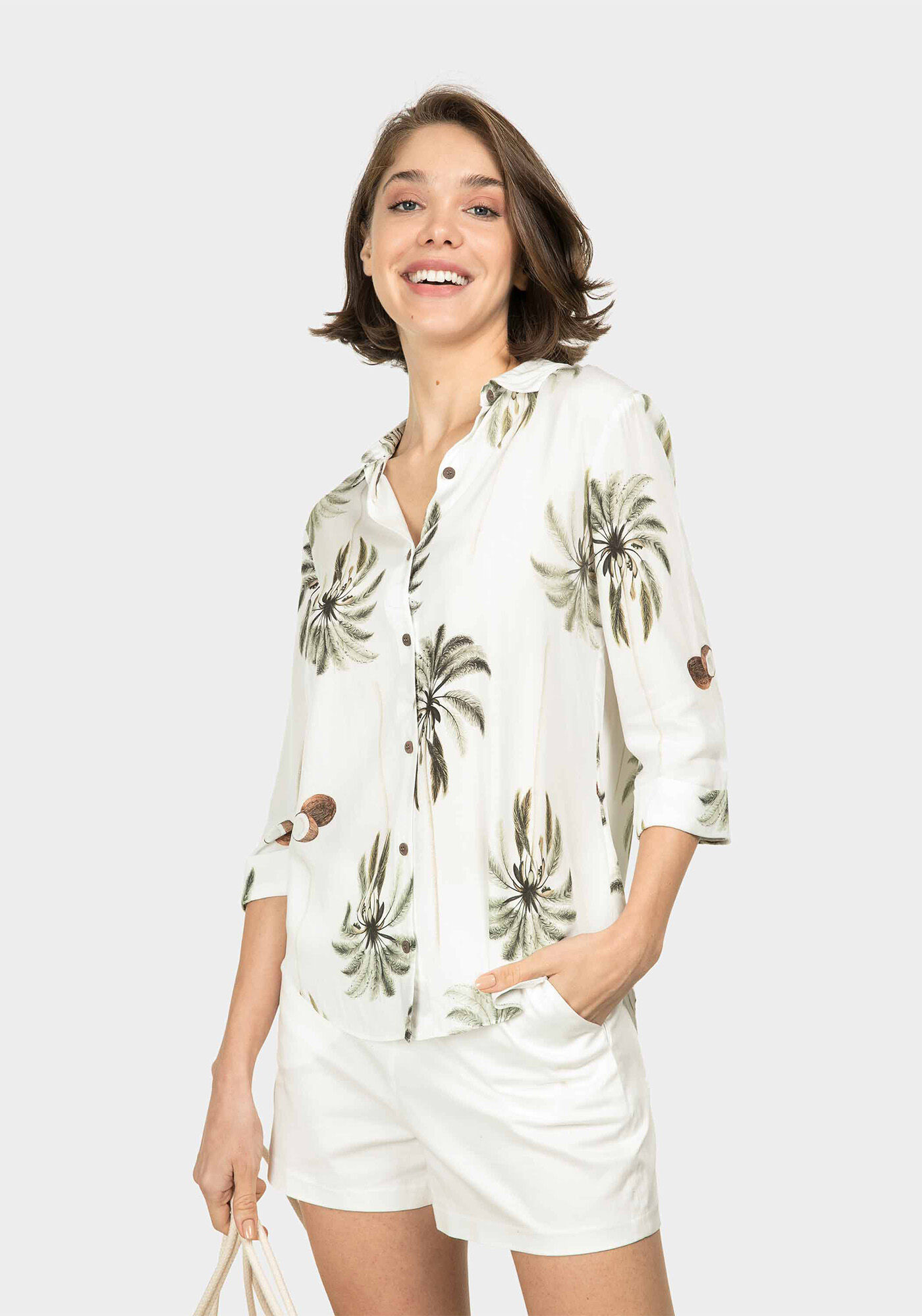 Camisa Com Manga 3/4 Estampa Manton, , large.