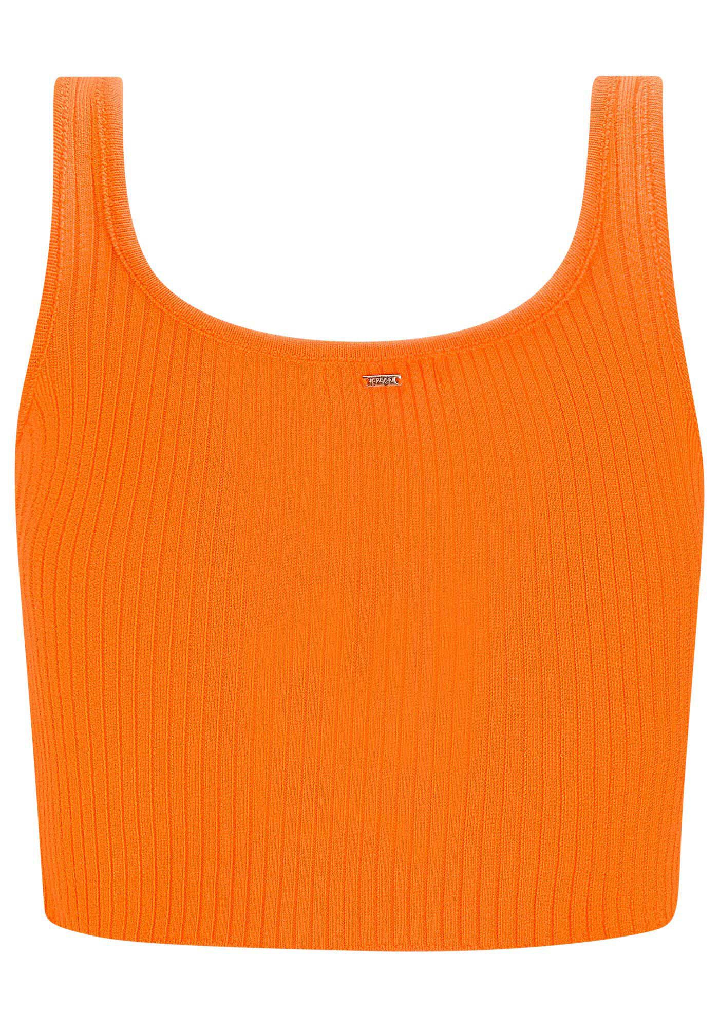 Blusa Cropped em Tric&ocirc; Canelado com Decote V, , large.