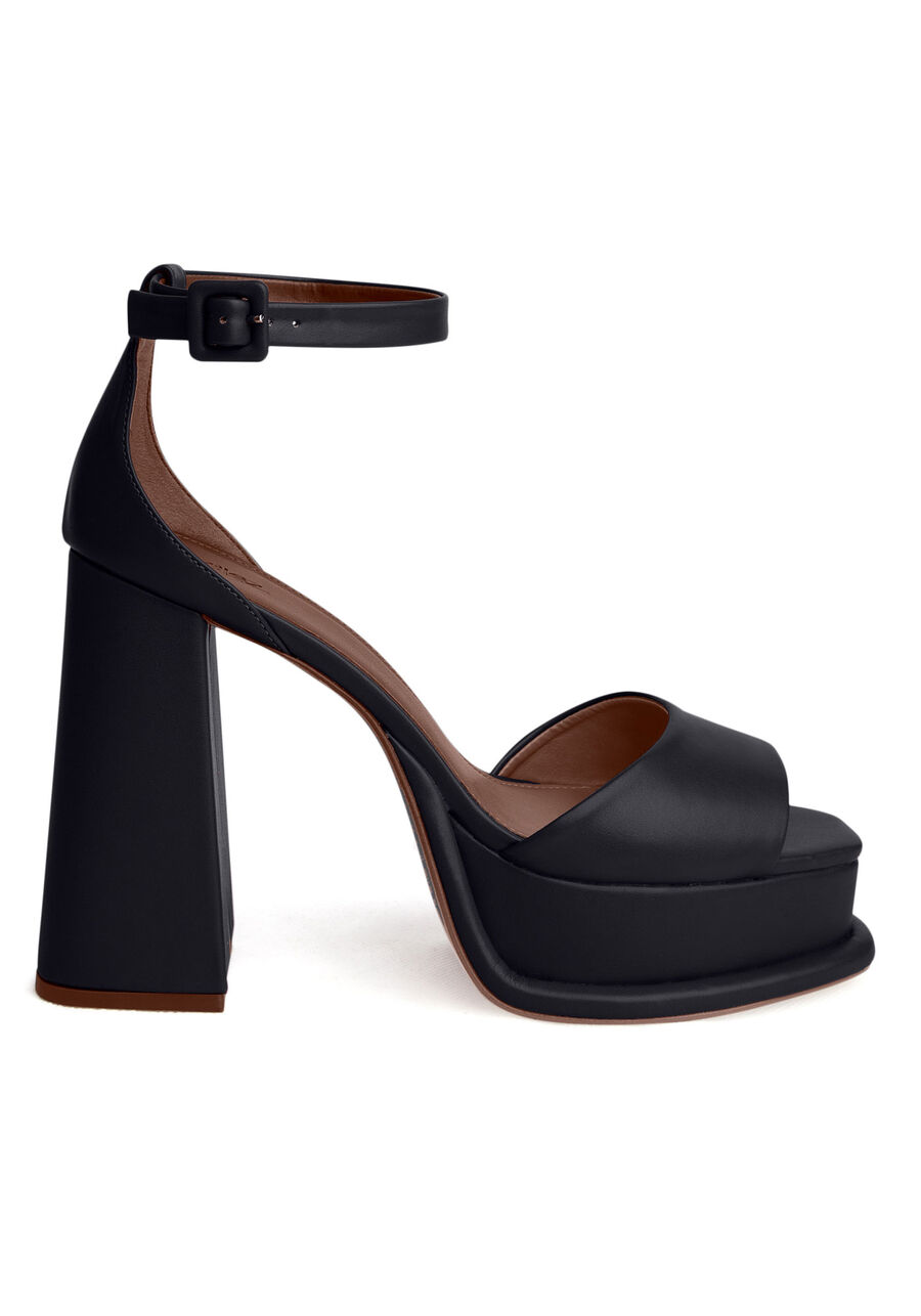 Sandália Meia Pata com Salto Flare, PRETO REATIVO. Sandália Meia Pata com Salto Flare, PRETO REATIVO, large.