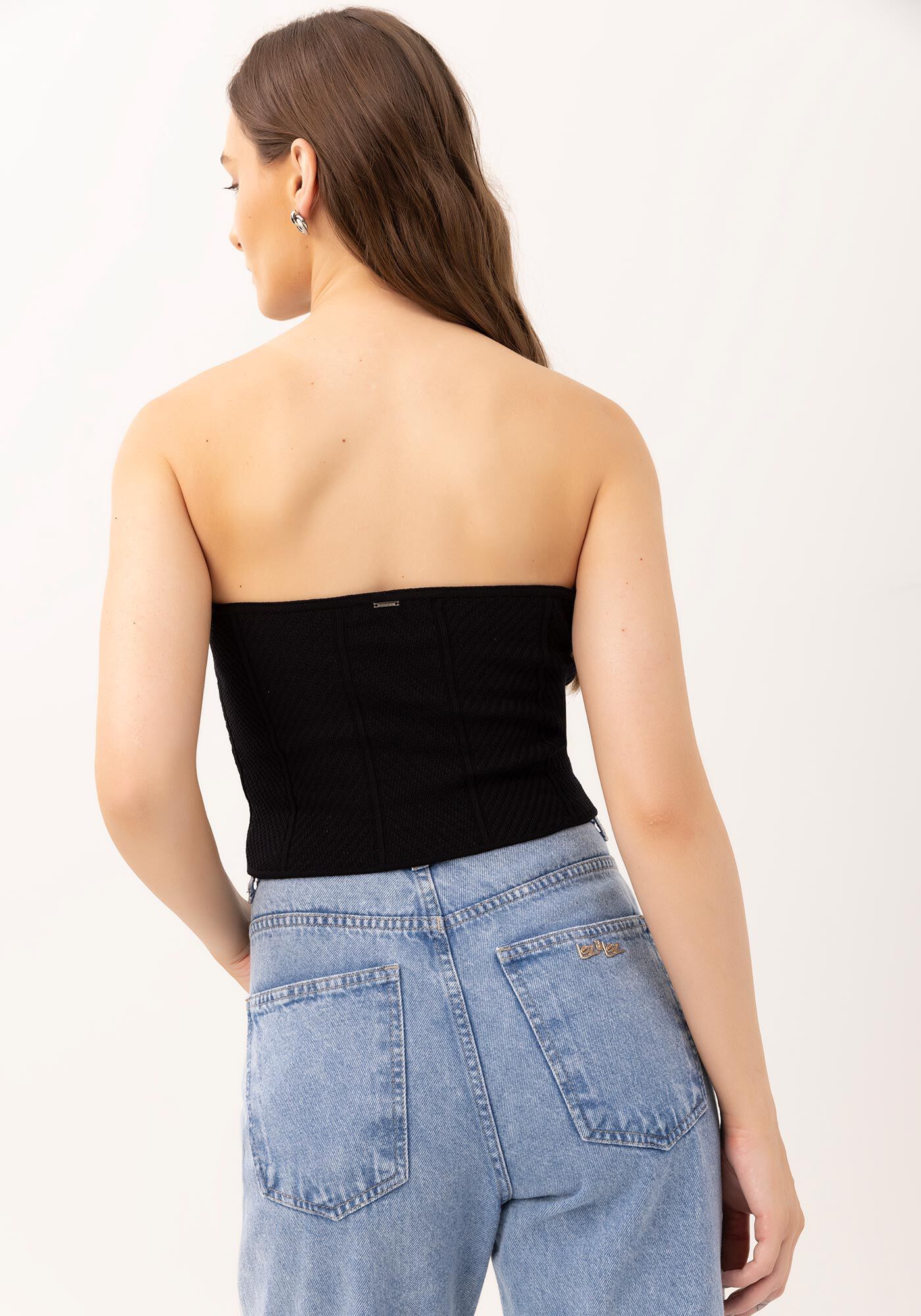 Blusa Tomara que Caia em tric&ocirc; Viscose, PRETO REATIVO, large.