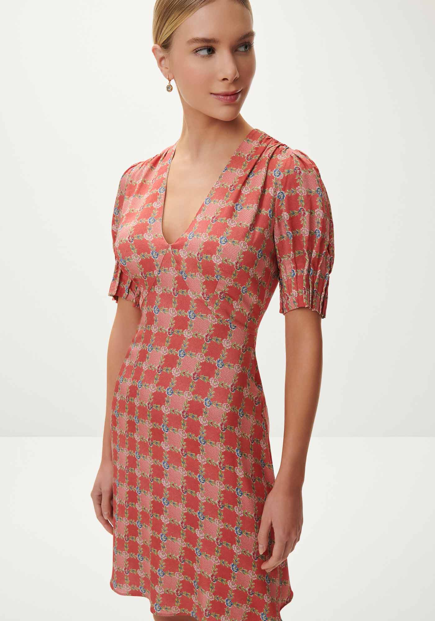 Vestido Curto Estampado com Manga Bufante, JARDIM IMPERIAL, large.