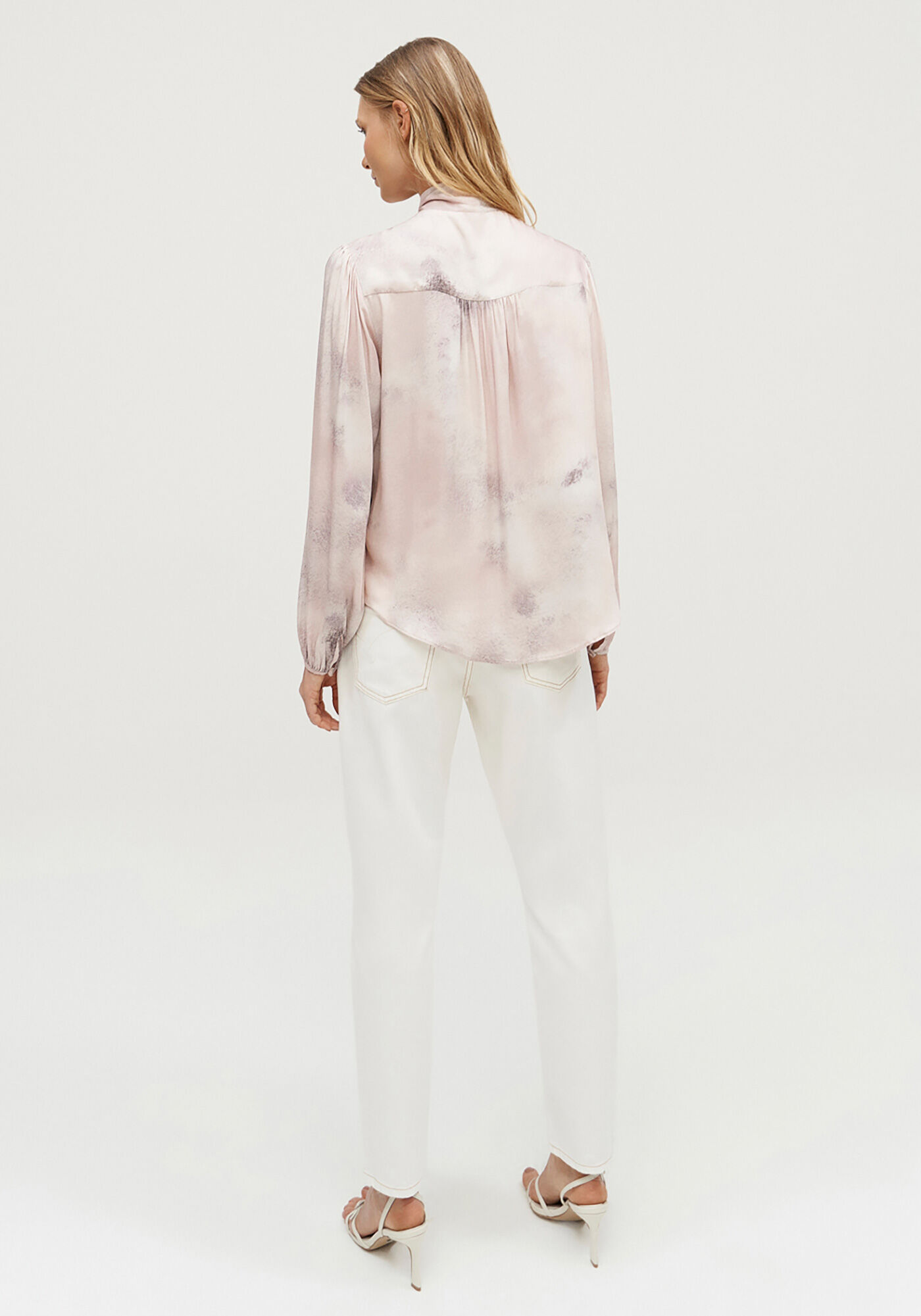 Blusa Manga Longa Ampla com Faixas Decote, INK, large.