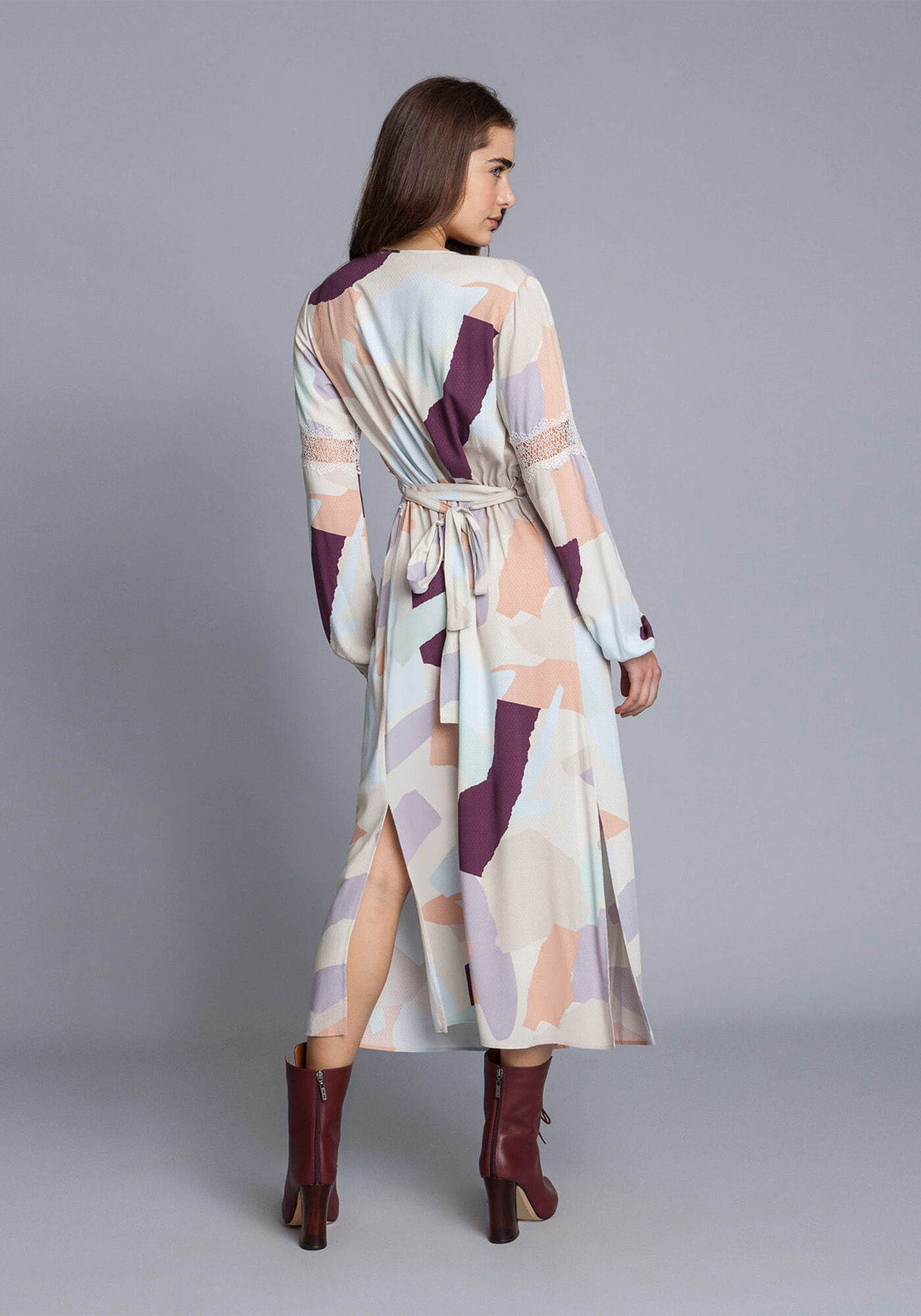 Vestido Manga Longa M&iacute;di Renda, , large.