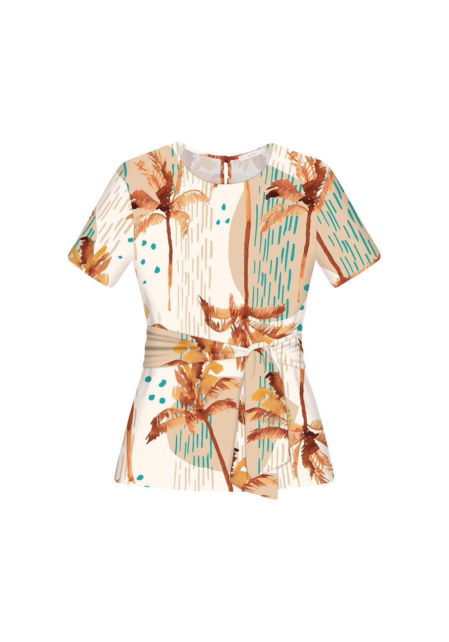 Blusa Estampada com Faixa, . Blusa Estampada com Faixa, , large.