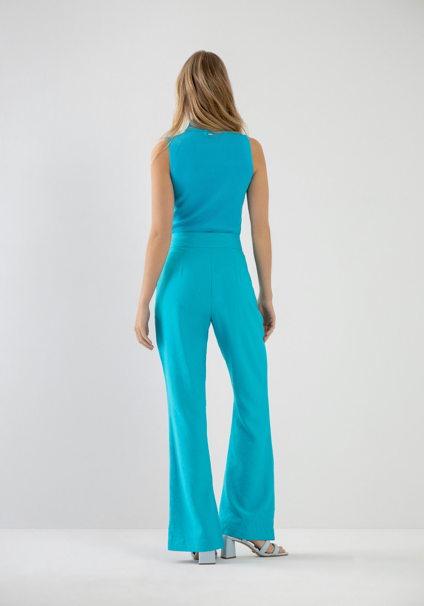 Cal&ccedil;a Pantalona Alfaiataria com Cintura M&eacute;dia, AZUL MAUI, large.