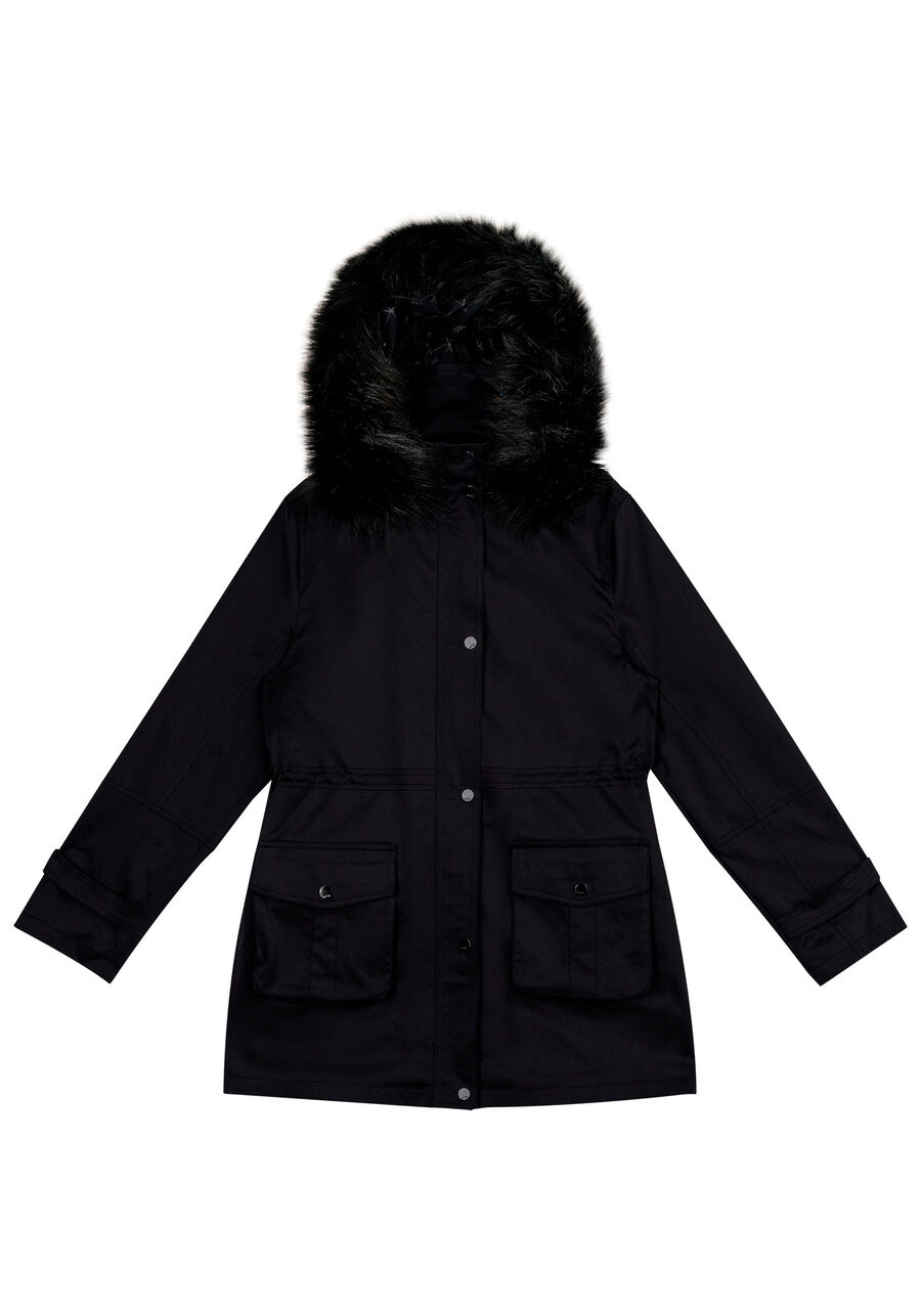 Casaco Alongado com Capuz Removível Pelo, . Casaco Alongado com Capuz Removível Pelo, , large.