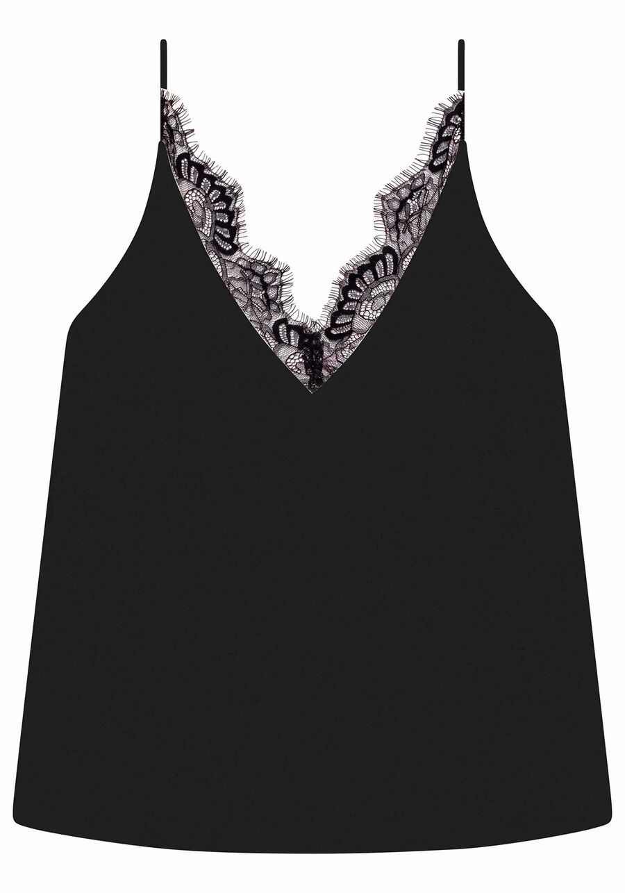 Blusa com Alças Renda Decote, . Blusa com Alças Renda Decote, , large.