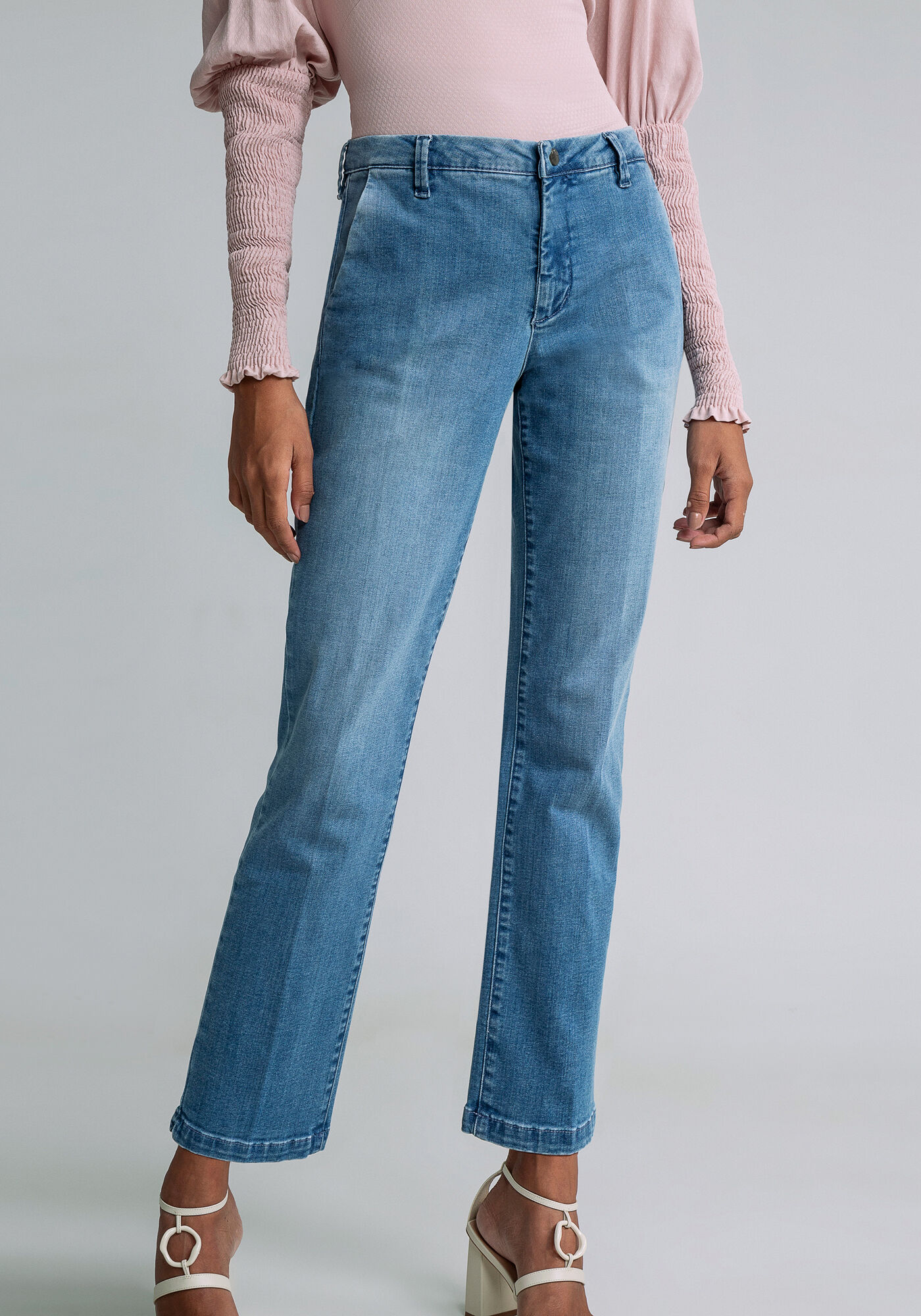 Cal a Jeans Reta Cropped Cintura M dia Lez a Lez