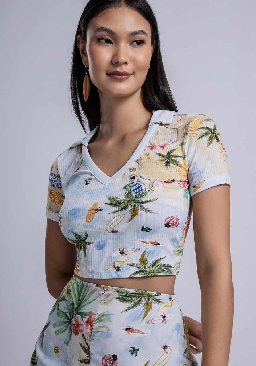 Blusa Estampada Canelada com Gola, . Blusa Estampada Canelada com Gola, , large.