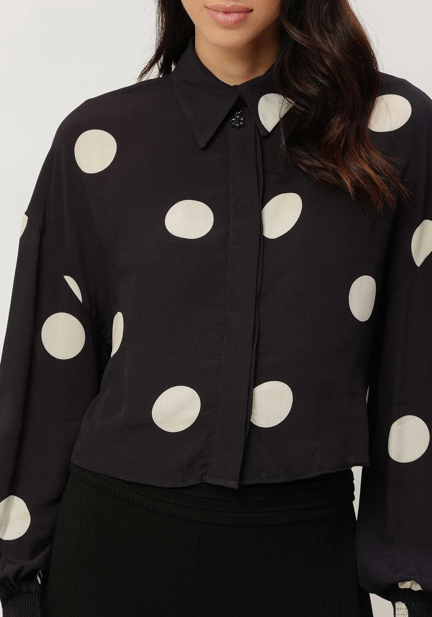 Camisa Cropped Manga Longa Estampada, , large.