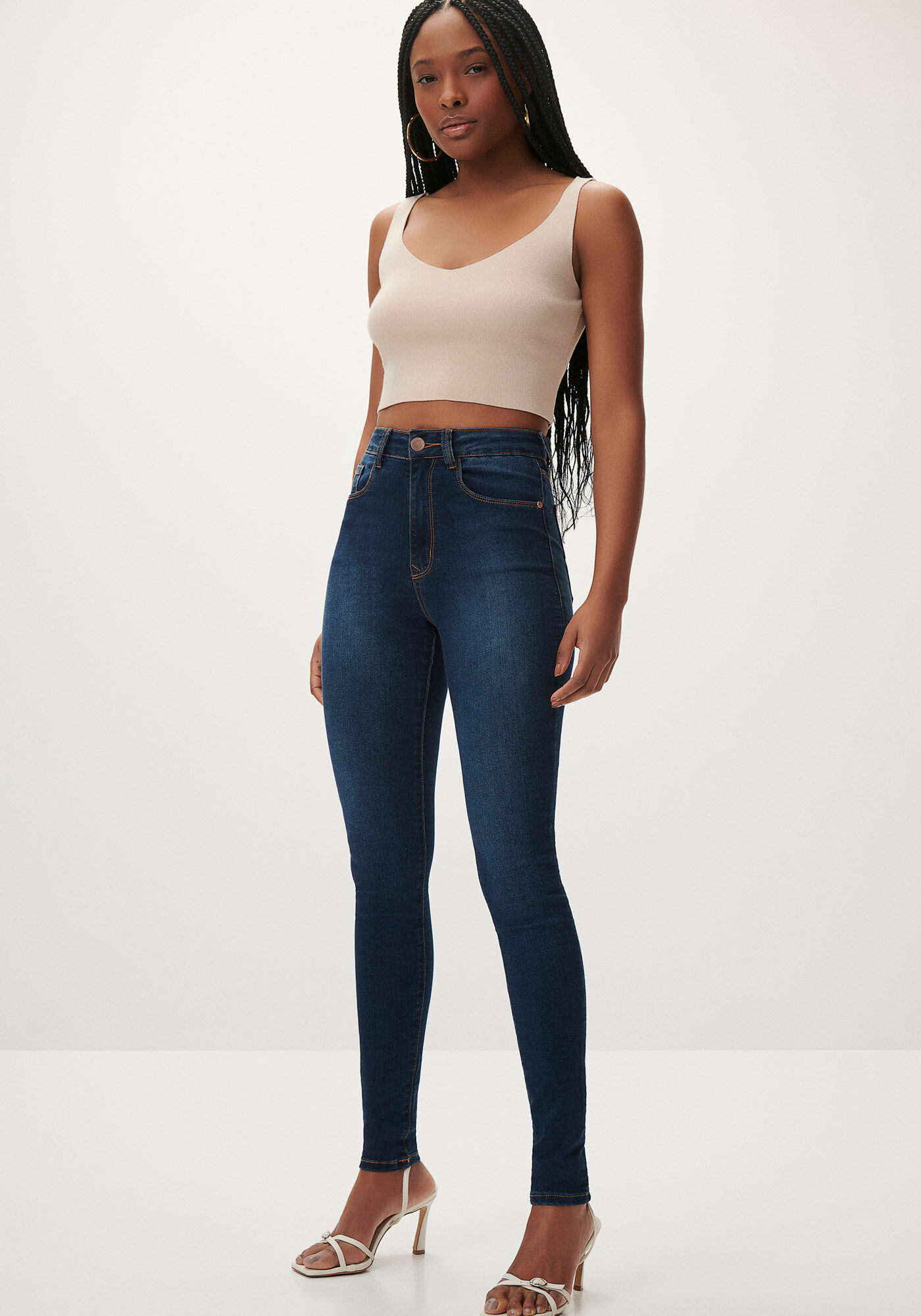 Calça jeans best sale skinning cintura alta
