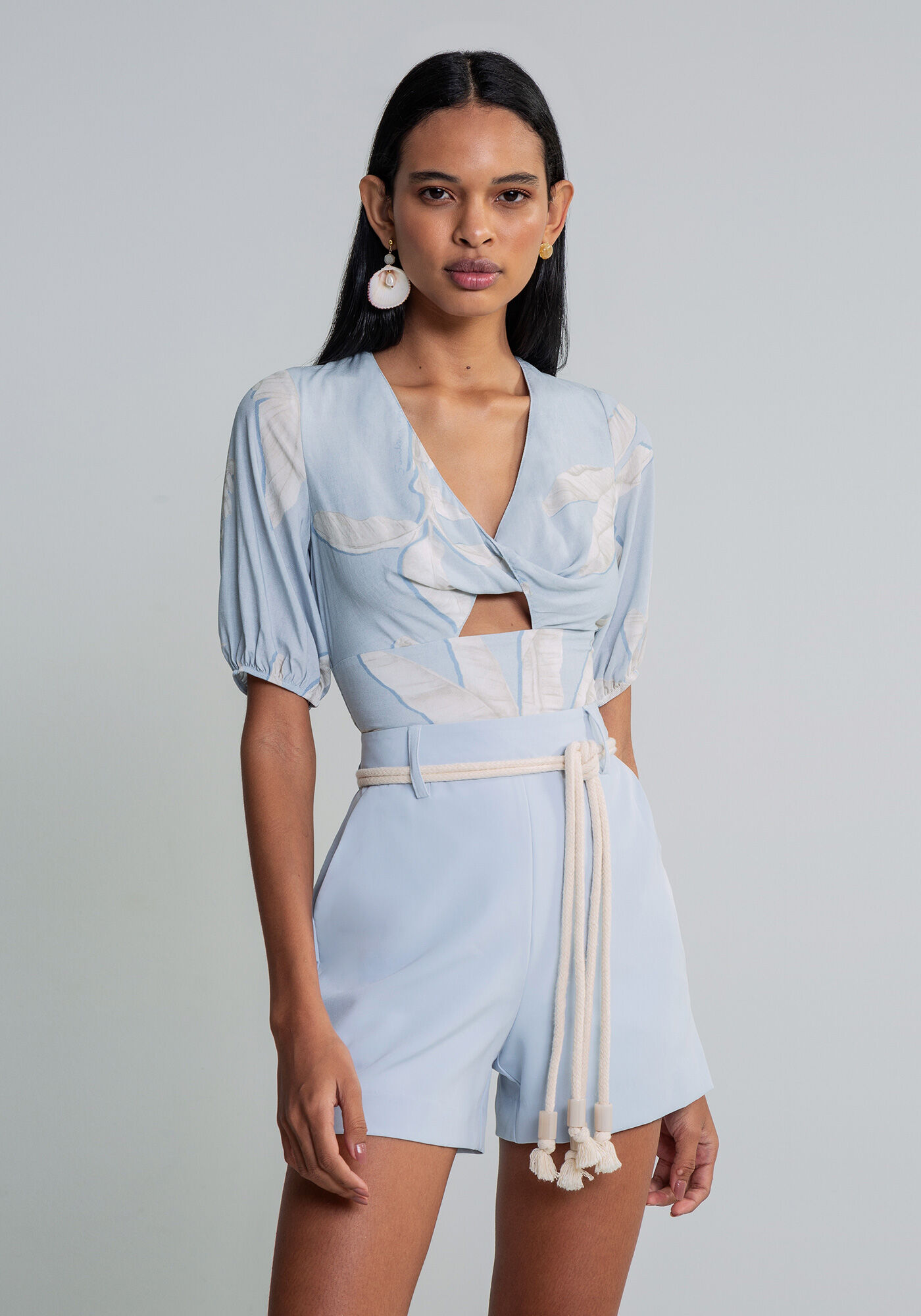 Blusa Cropped Recorte Busto Estampa, , large.