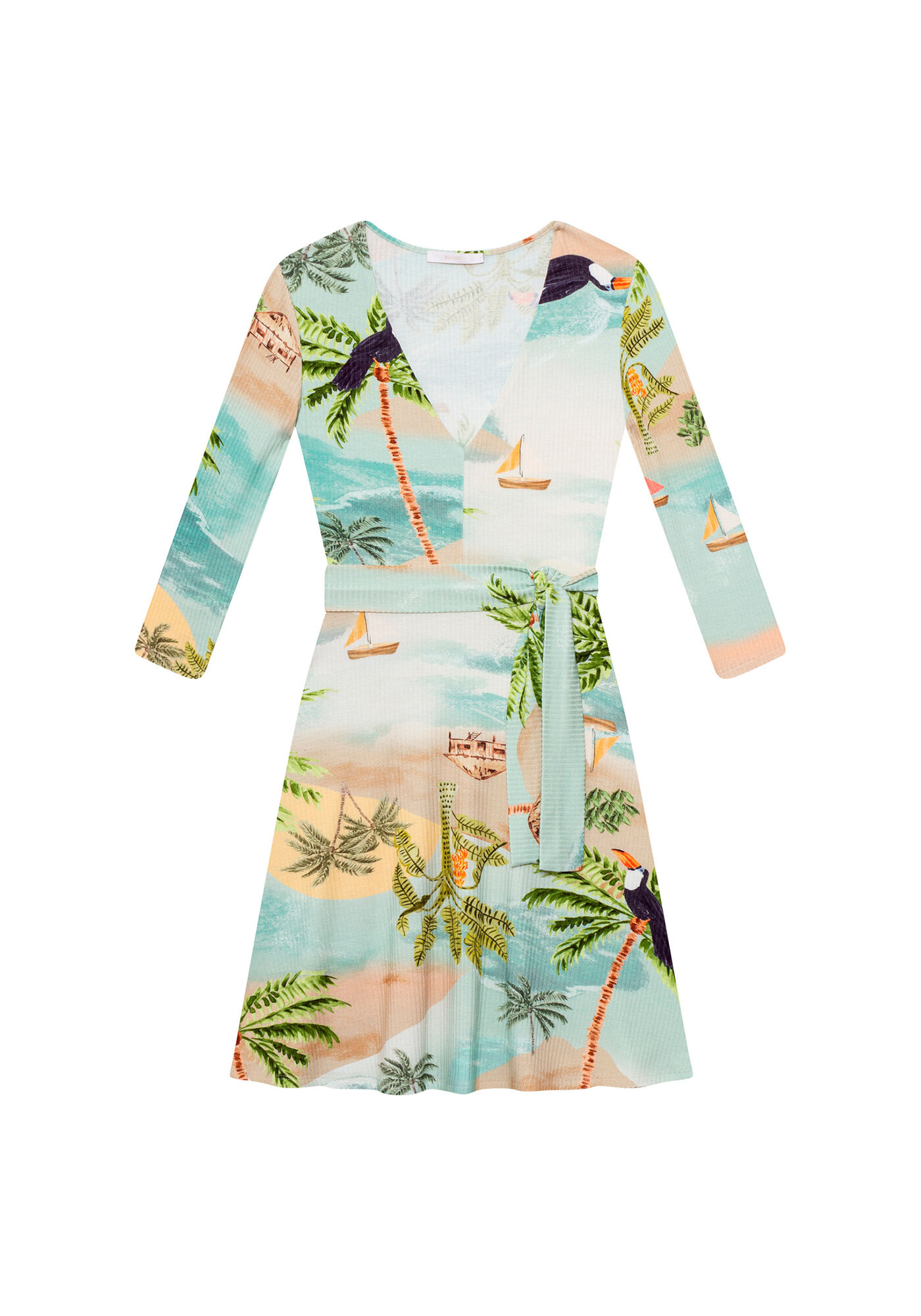 Vestido Manga 3/4 Evas&ecirc; Cinto, , large.