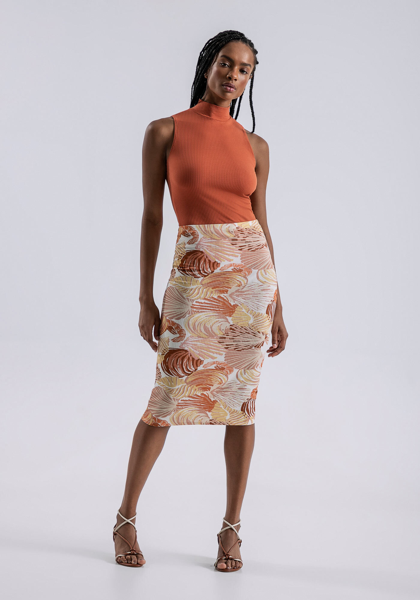 Saia midi justa hot sale