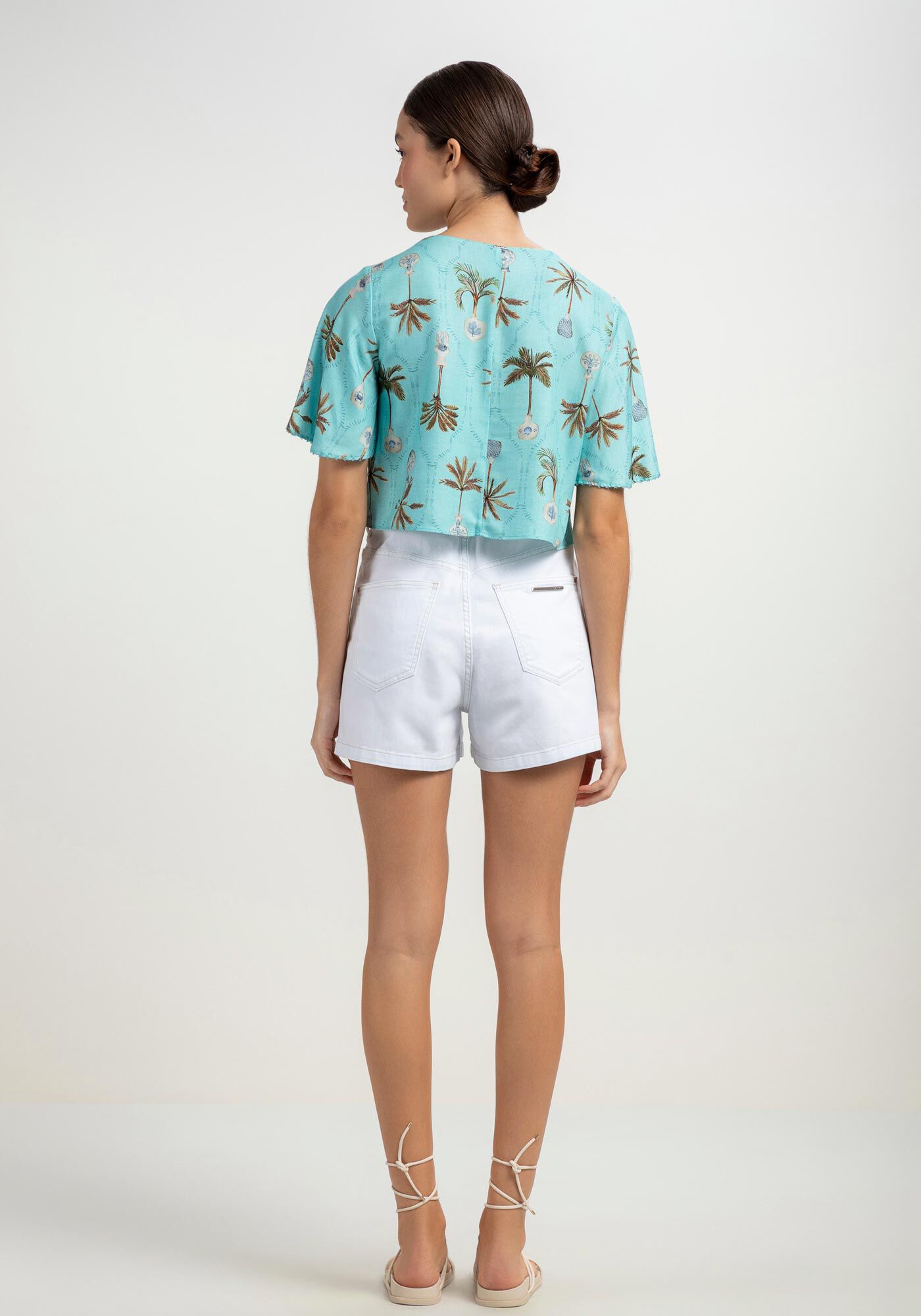 Blusa Cropped em Viscose com Manga Sino, , large.