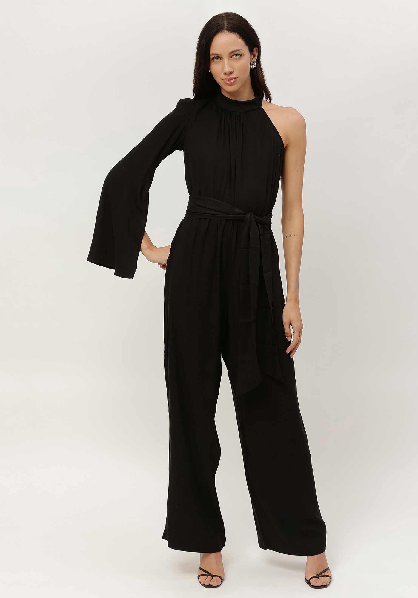 Macac&atilde;o Longo Ombro S&oacute; em Viscose com Cinto, , large.