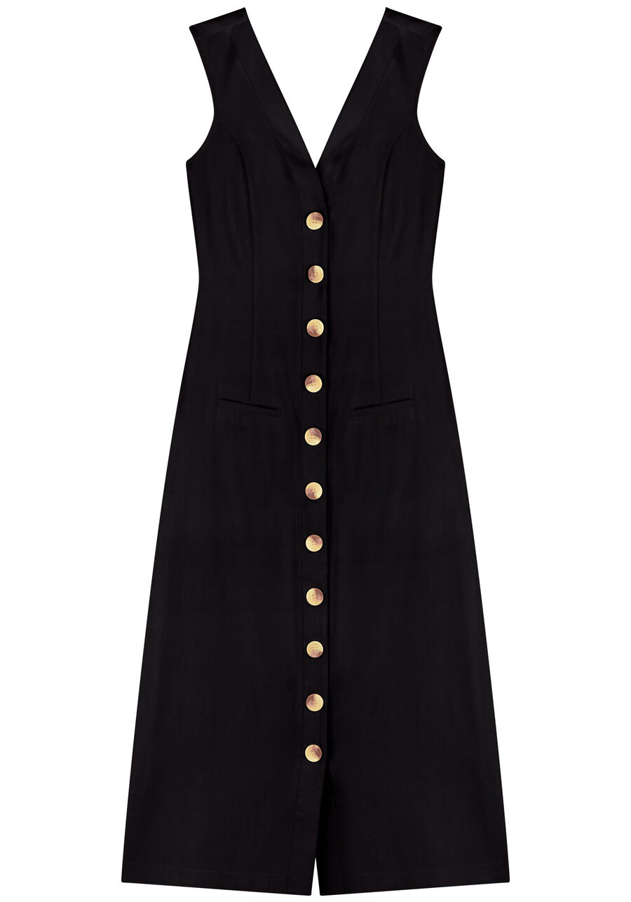 Vestido Midi Chá Em Alfaiataria Com Amarração Na Cintura, . Vestido Midi Chá Em Alfaiataria Com Amarração Na Cintura, , large.