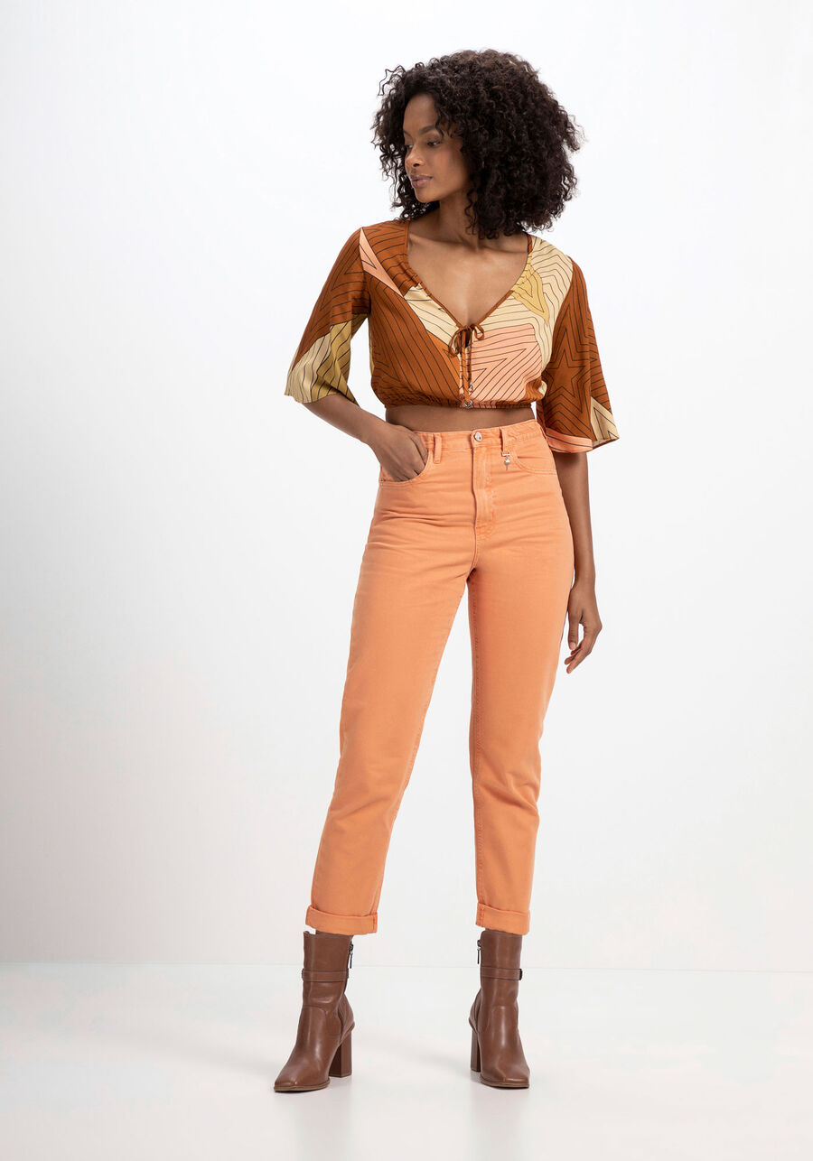 Blusa Cropped em Viscose com Manga Sino, . Blusa Cropped em Viscose com Manga Sino, , large.