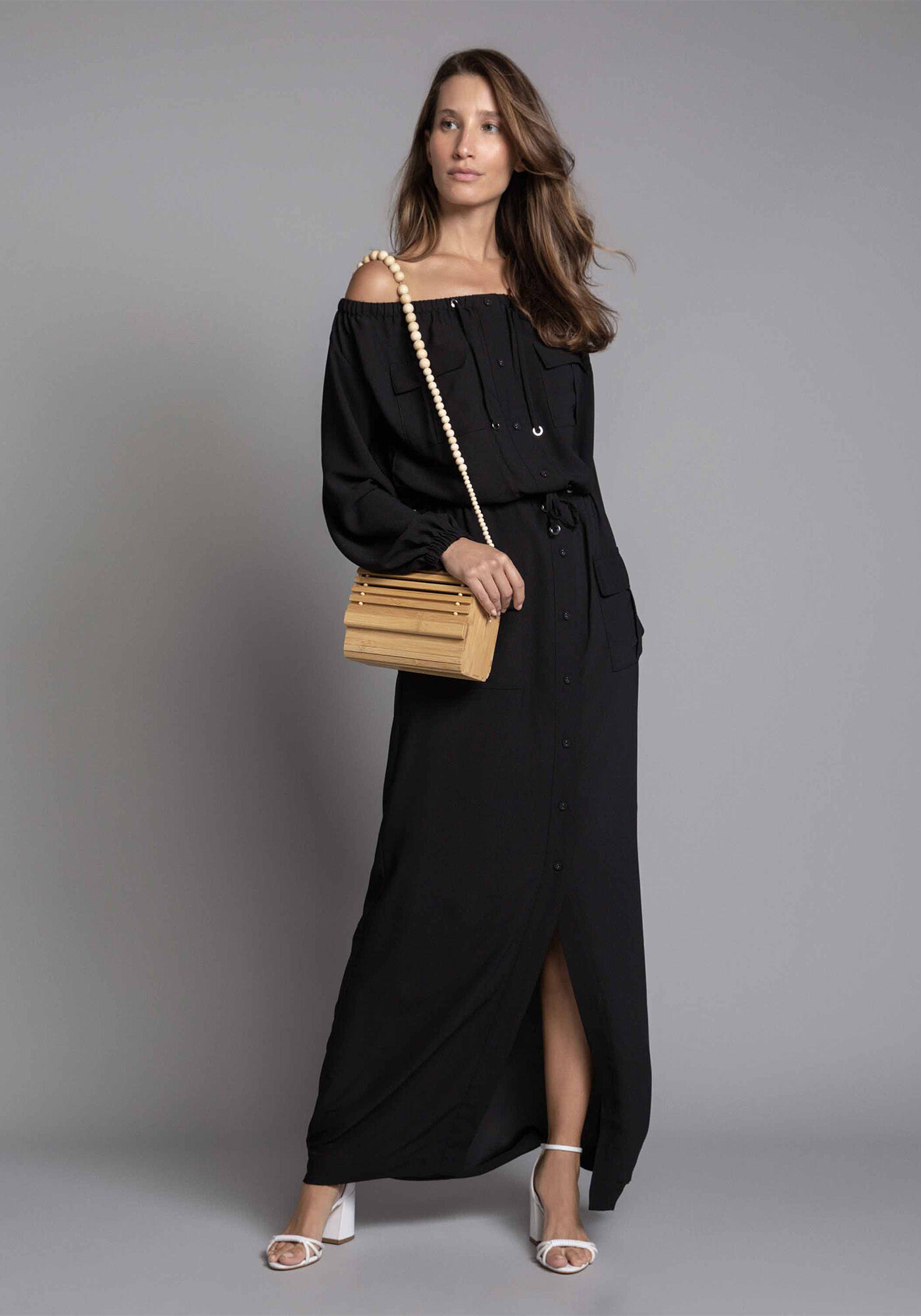Vestido longo shop com salto