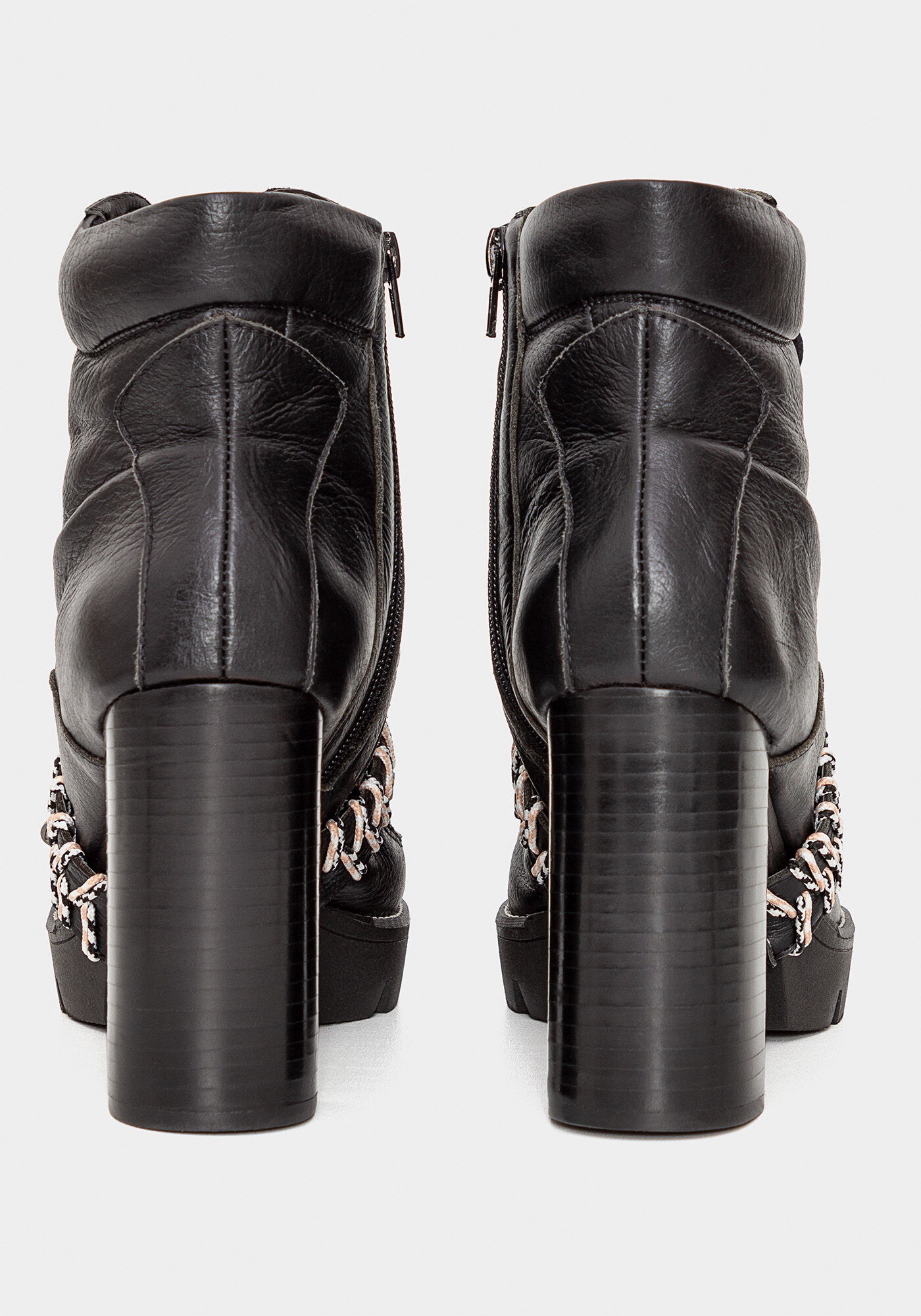 Bota Coturno Salto Alto Couro Preto Reativo, , large.