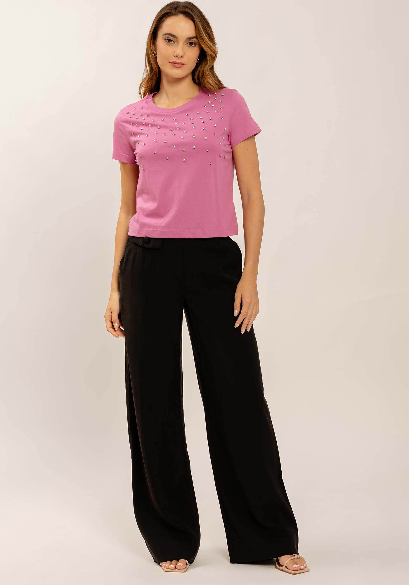 T-shirt em Malha Prime com M&aacute;xi Strass, , large.