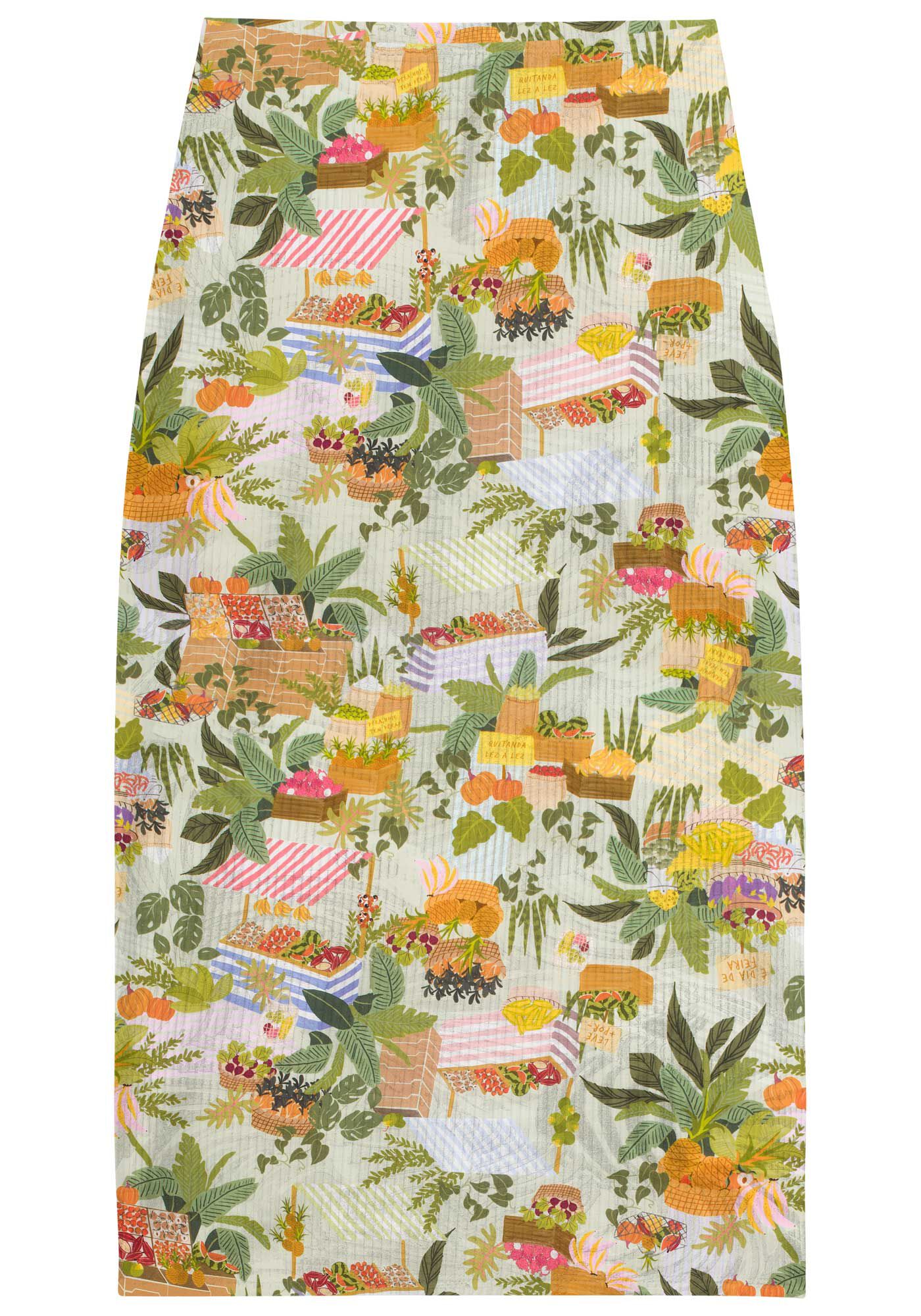 Saia midi estampada justa top