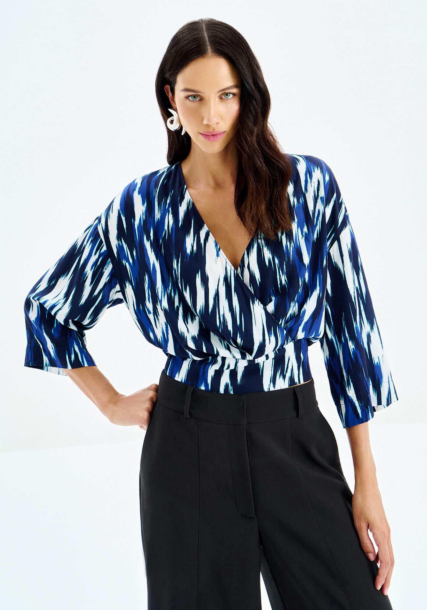 Blusa Manga 3/4 em Viscose Estampada, , large.