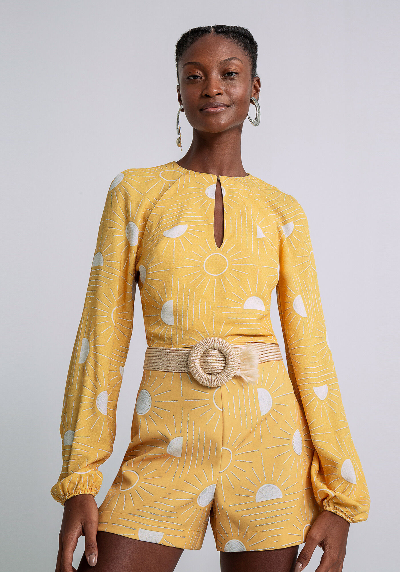 Blusa Manga Longa Cropped Estampa, SOLARES, large.
