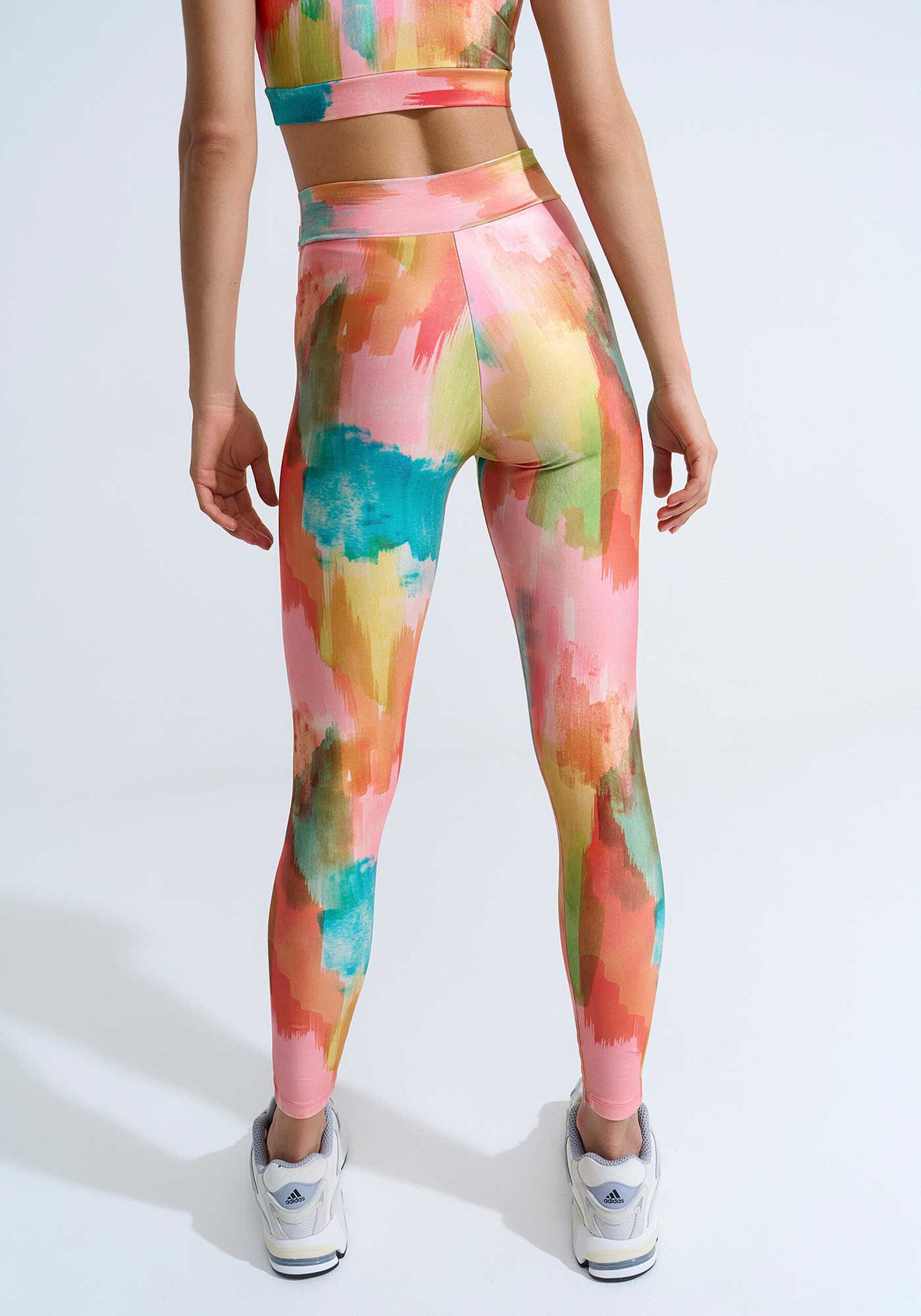 Calça Legging Cintura Alta MOVE Acetinada Estampada, COLORFUL VERDE. Calça Legging Cintura Alta MOVE Acetinada Estampada, COLORFUL VERDE, large.