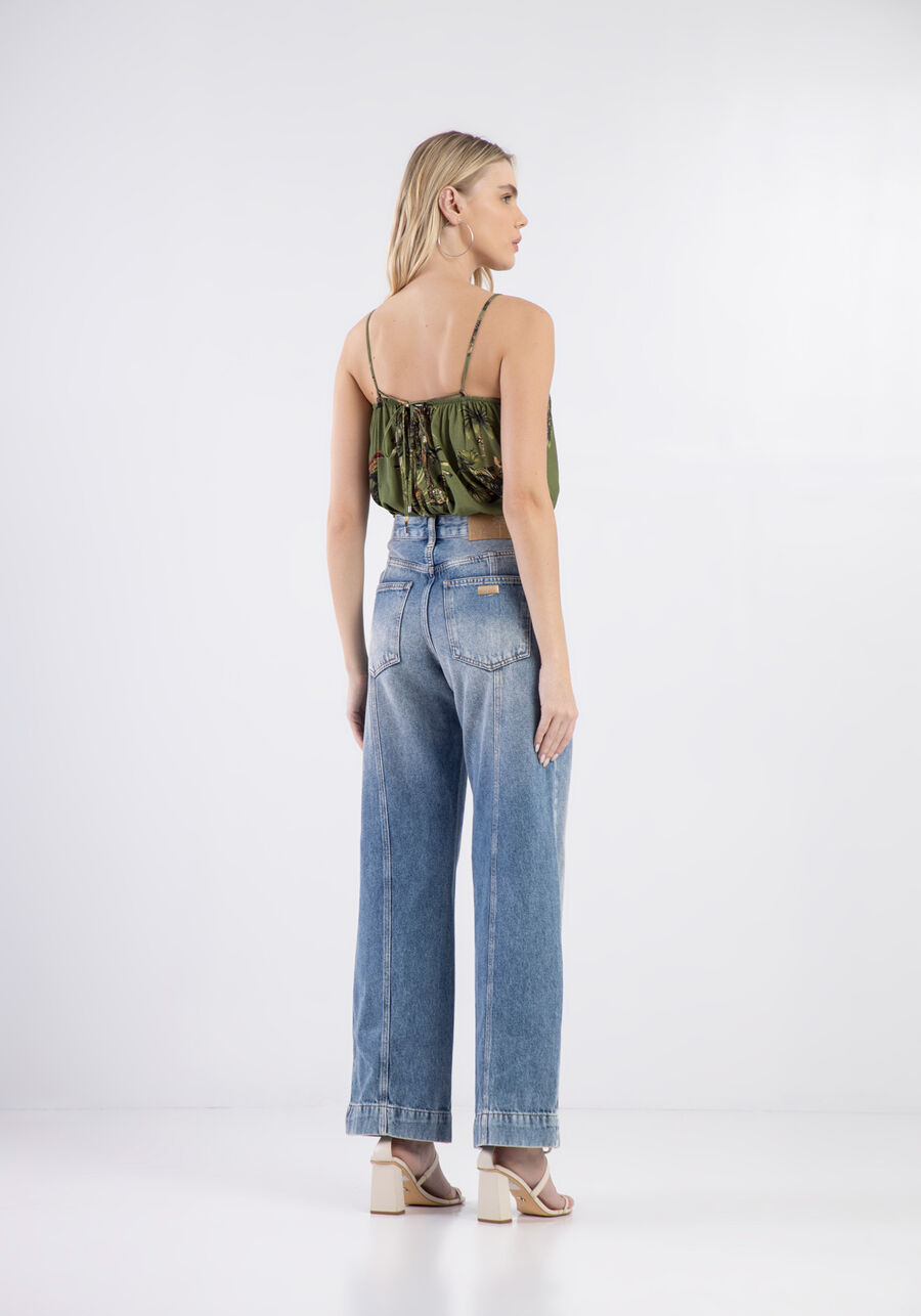 Blusa Estampada em Viscose com Franzido Decote, . Blusa Estampada em Viscose com Franzido Decote, , large.