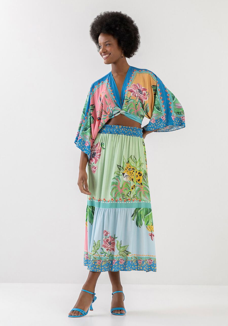 Blusa Transpassada em Viscose Estampada, MACUITA. Blusa Transpassada em Viscose Estampada, MACUITA, large.