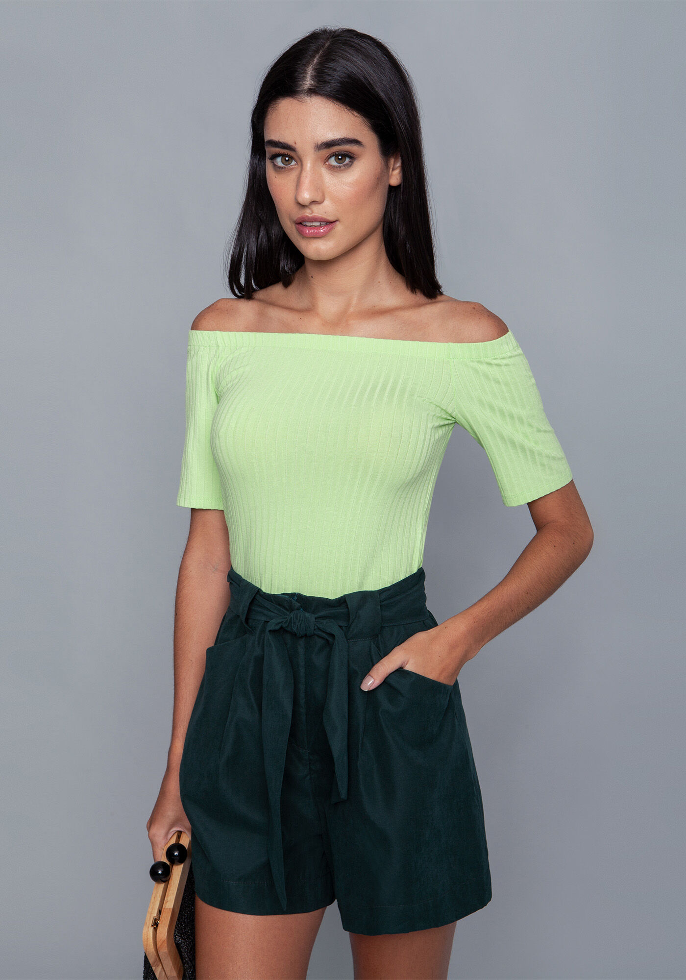 Blusa Malha Canelado Tracy Cropped, , large.