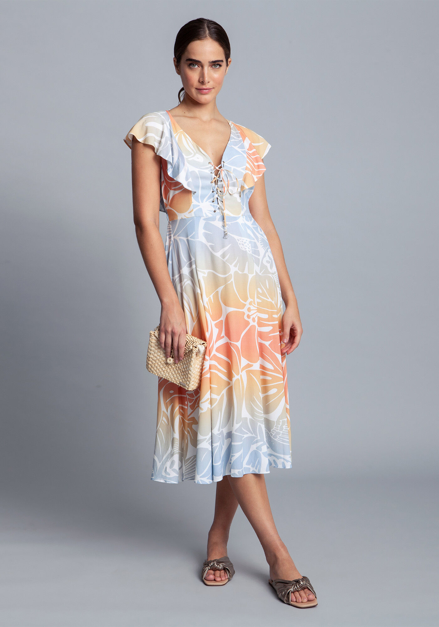 Vestido midi em tecido Rayon Bali Lez a Lez