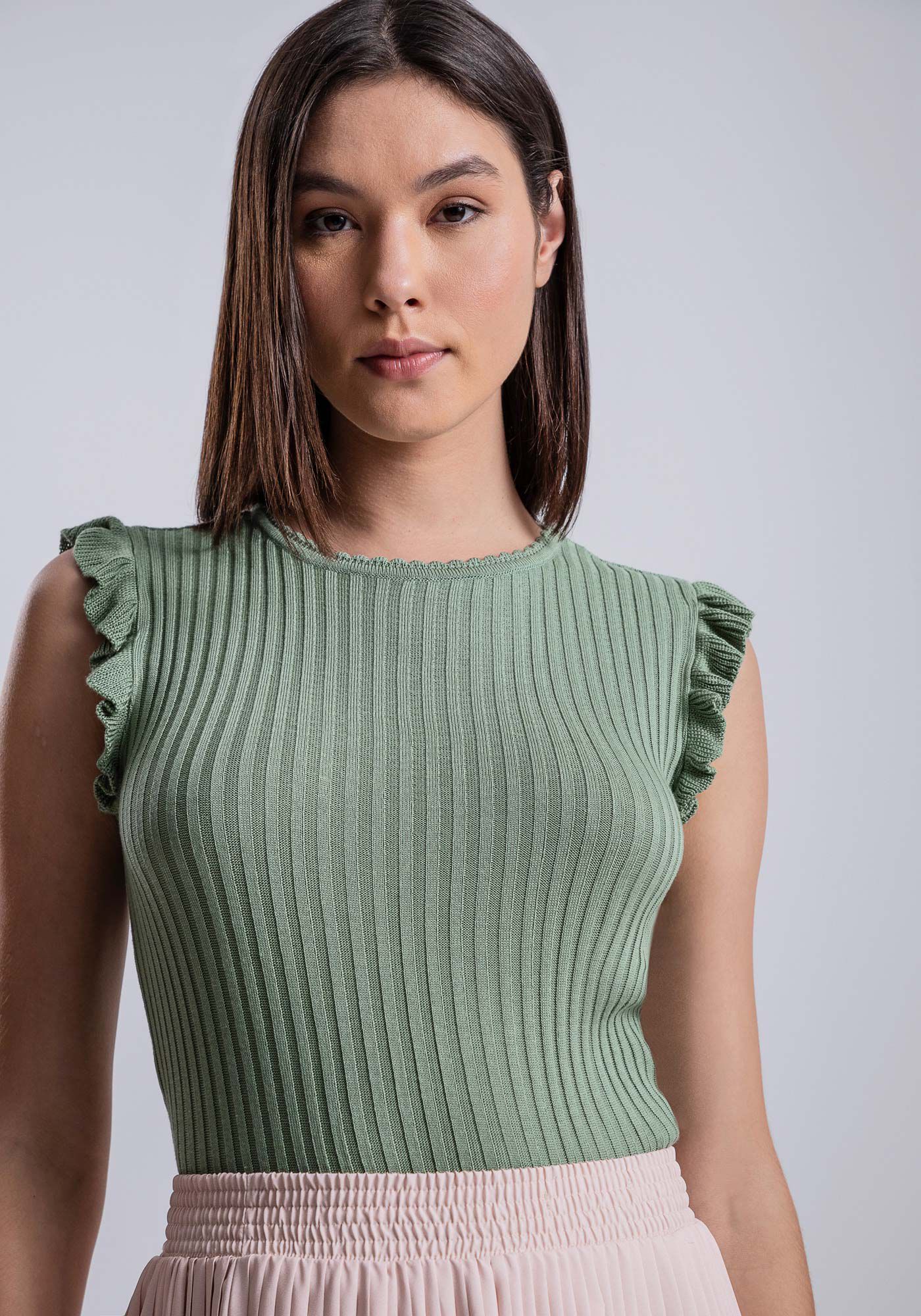 Regata em Tric&ocirc; com Babado Cavas, , large.