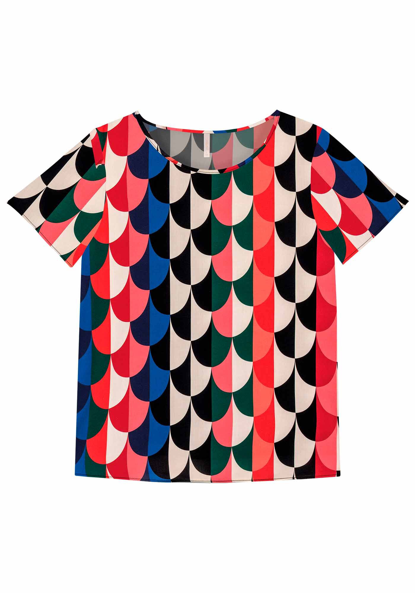 Blusa Manga Curta em Viscose Estampada, , large.